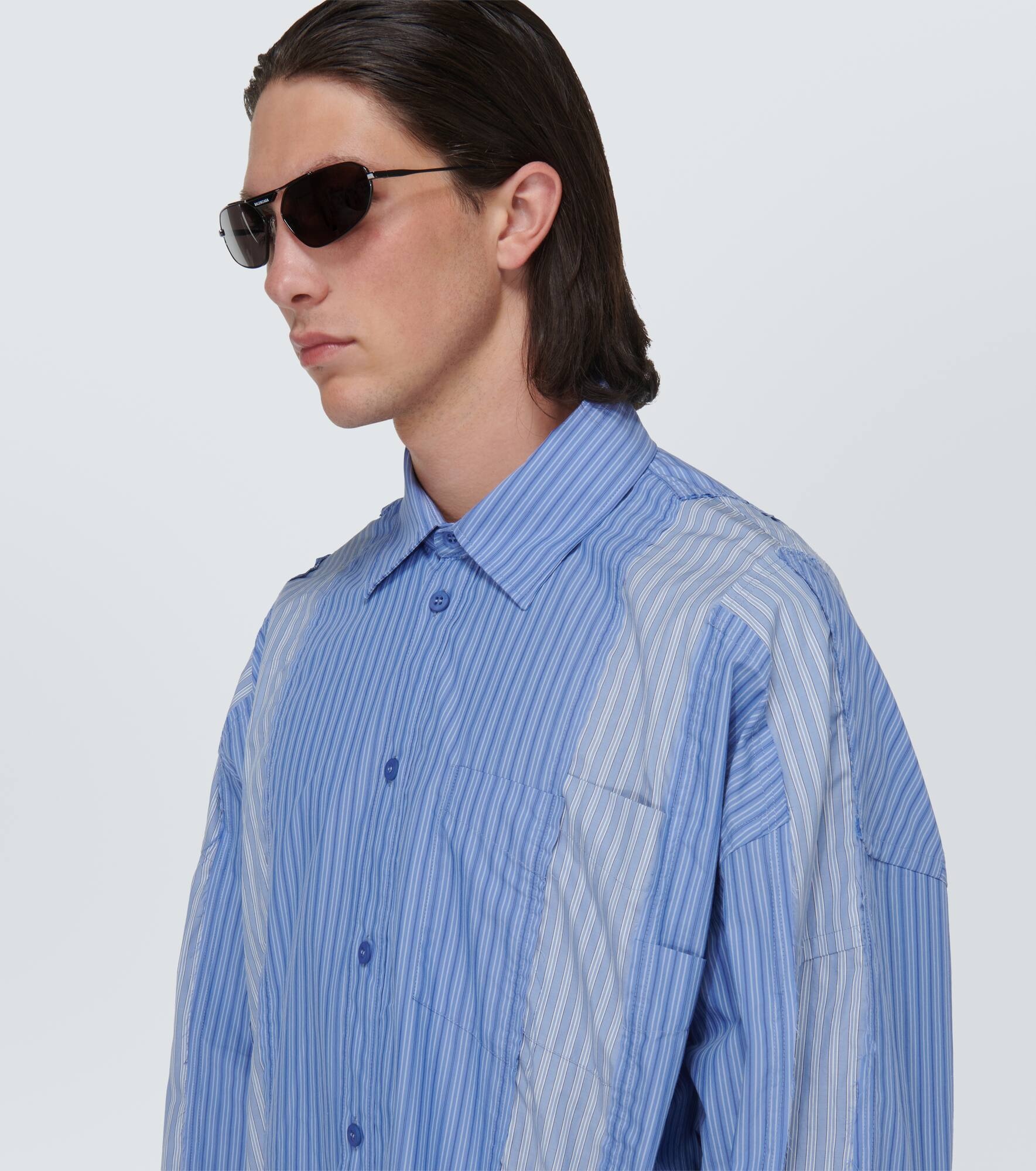 Striped cotton-blend shirt - 5