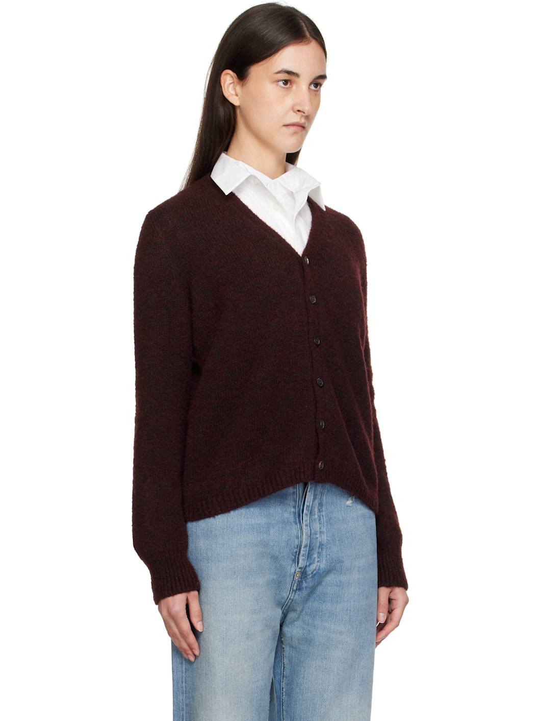 Burgundy Wool Cardigan - 2