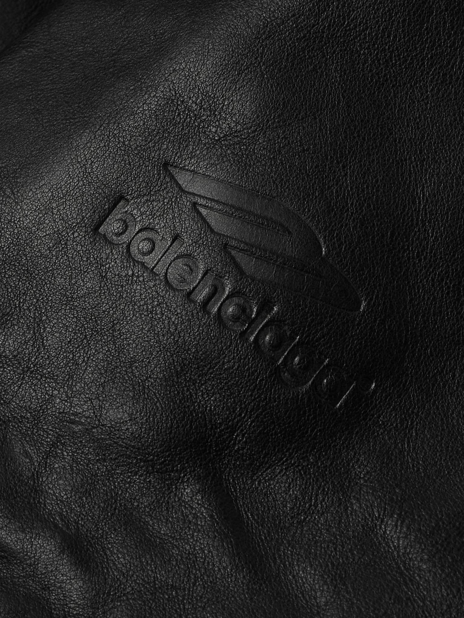 Cocoon Kick Oversized Logo-Debossed Leather Jacket Black - 6