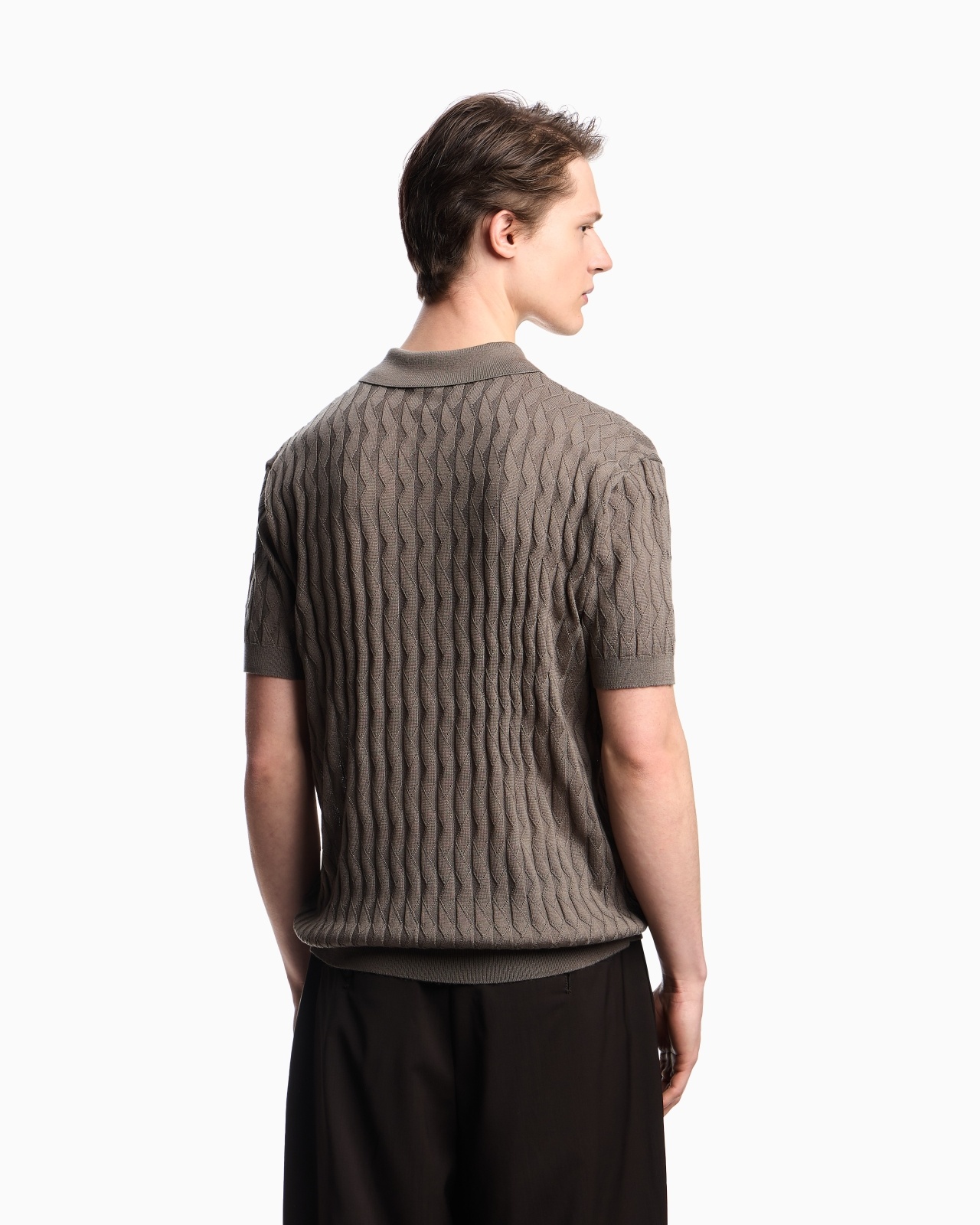 ASV LYOCELL-BLEND JUMPER WITH POLO-SHIRT COLLAR IN AN EMBOSSED, PATTERNED STITCH - 3