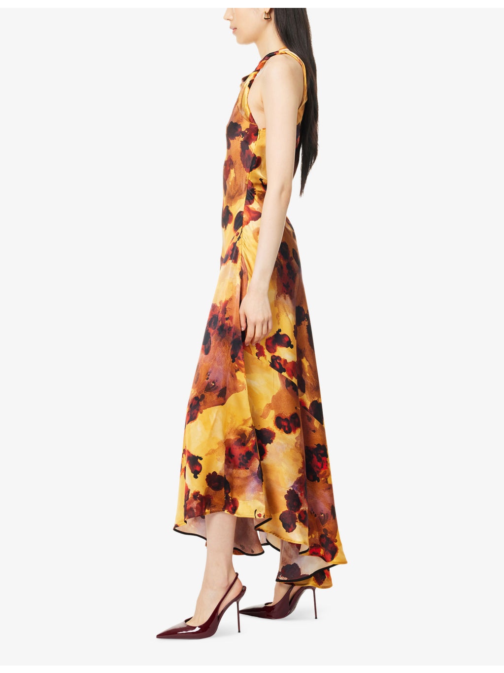 Draped Sleeveless Silk Midi Dress - 3