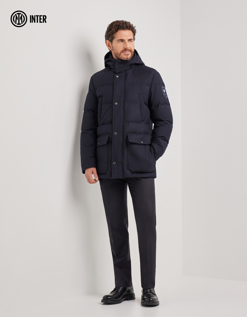 Canali BLUE VISCOSE-BLEND DOWN JACKET - INTER COLLECTION outlook