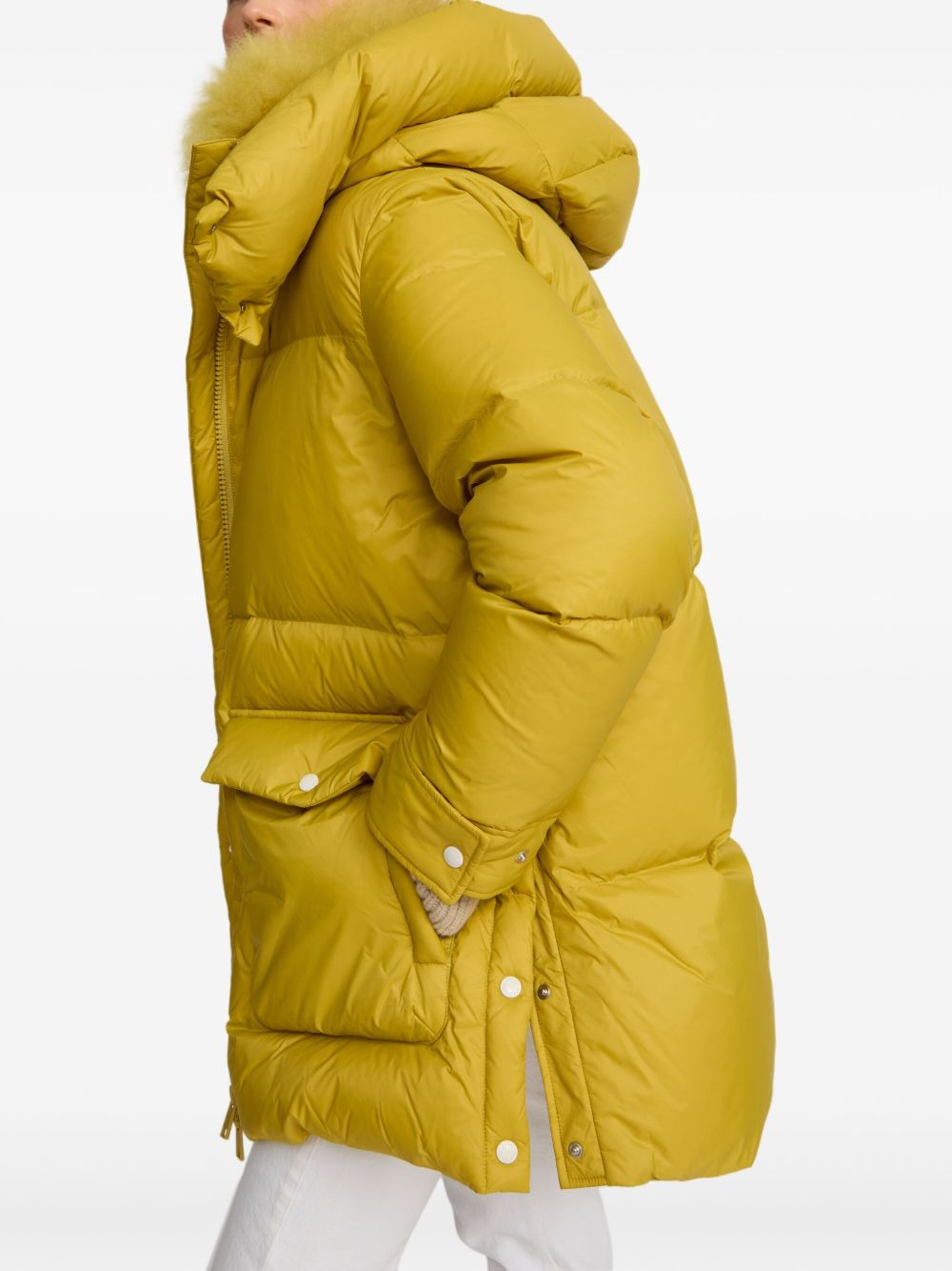 hoodedlambshearling down coat - 3