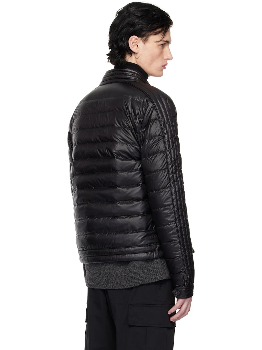 Black Jacobus Biker Down Jacket - 3