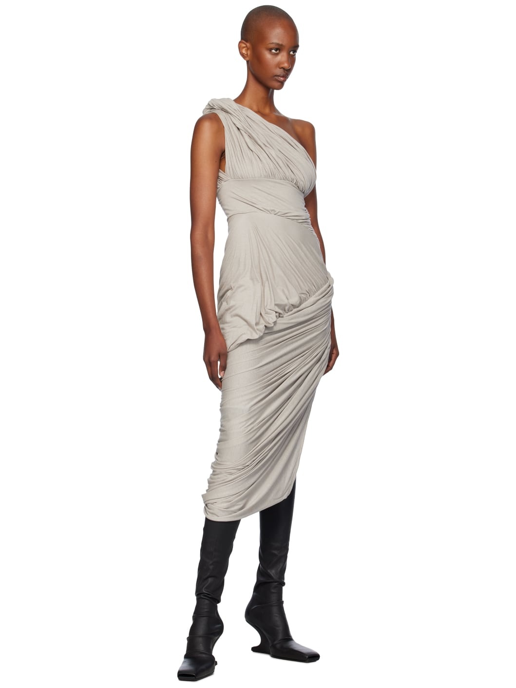 Gray Lido Draped Midi Dress - 4
