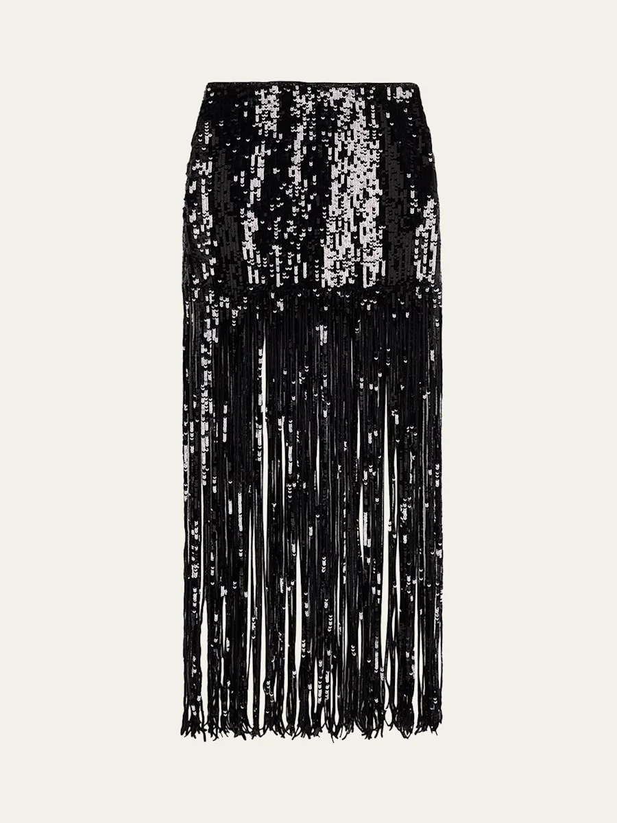 Kendra Sequined Fringe Maxi Skirt - 1