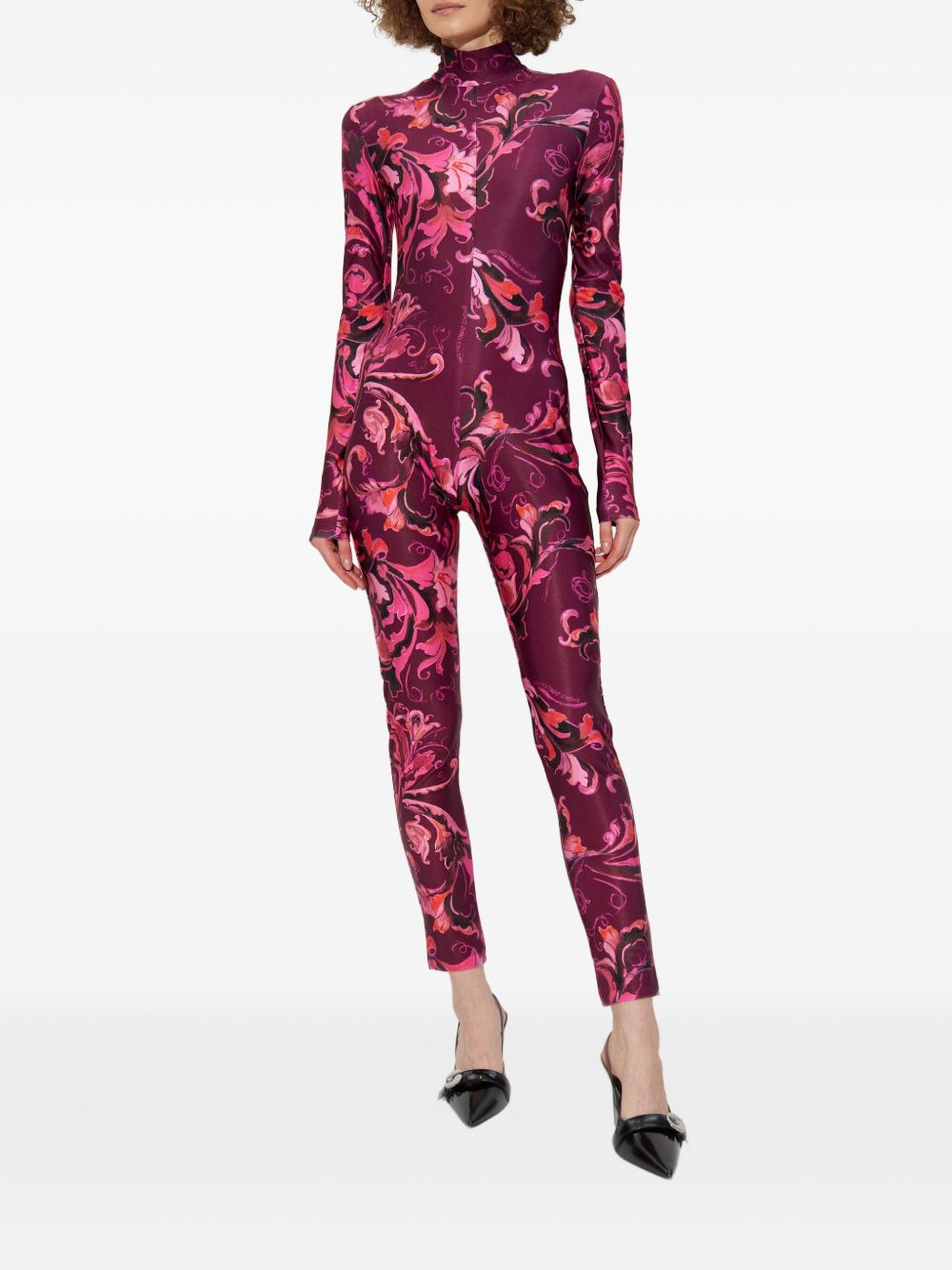 floral-print mock-neck jumpsuit - 5