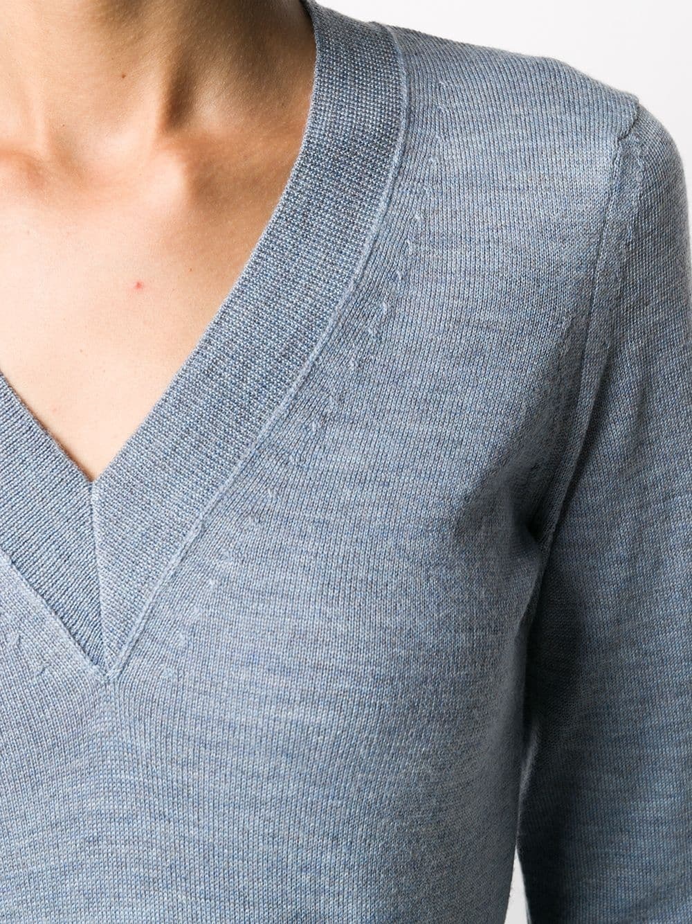 flared cuff V-neck jumper - 5