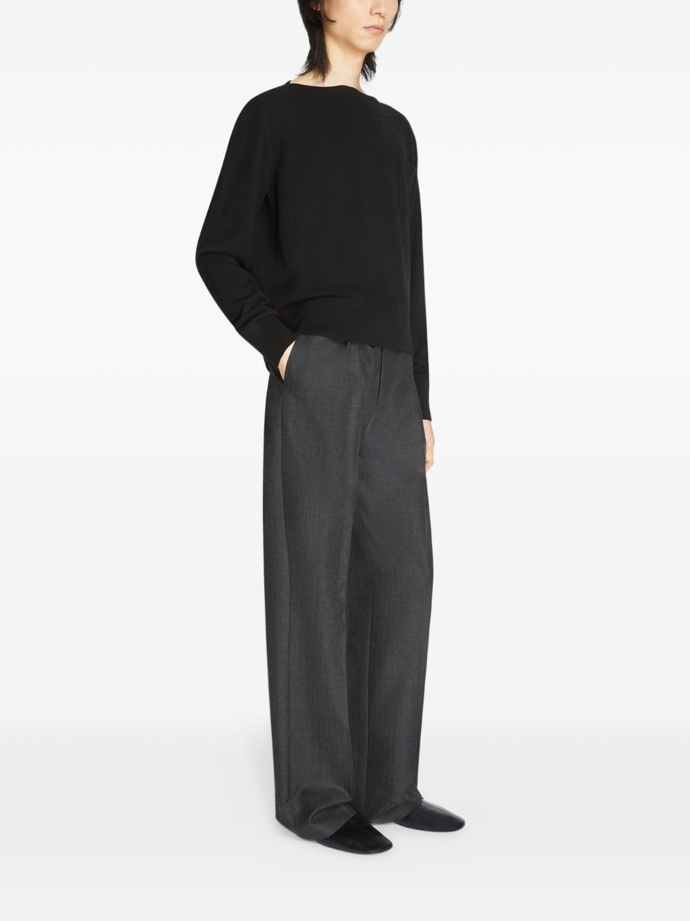 wool straight-leg trousers - 3