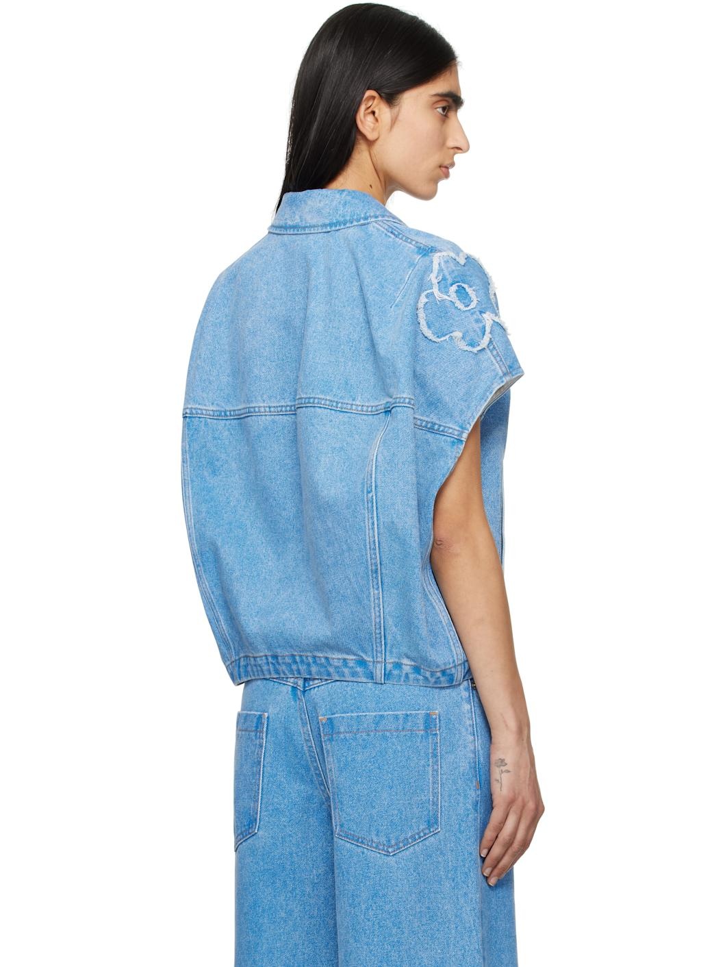 Blue Dilies Patch Denim Vest - 3