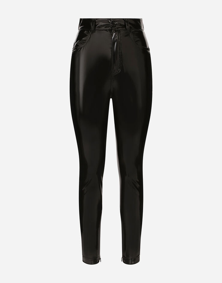 High-waisted coated jersey pants - 1