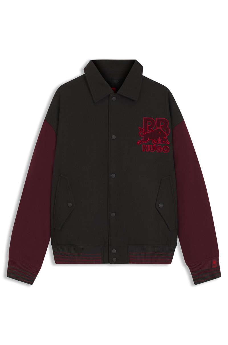 HUGO X RB REGULAR-FIT VARSITY-STYLE JACKET WITH BULL GRAPHICS 1