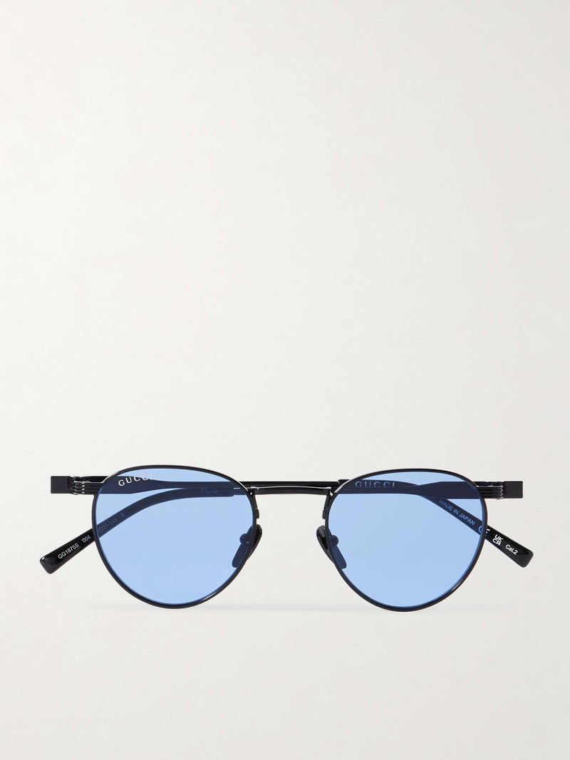 Round-Frame Enamelled Metal Sunglasses - 1