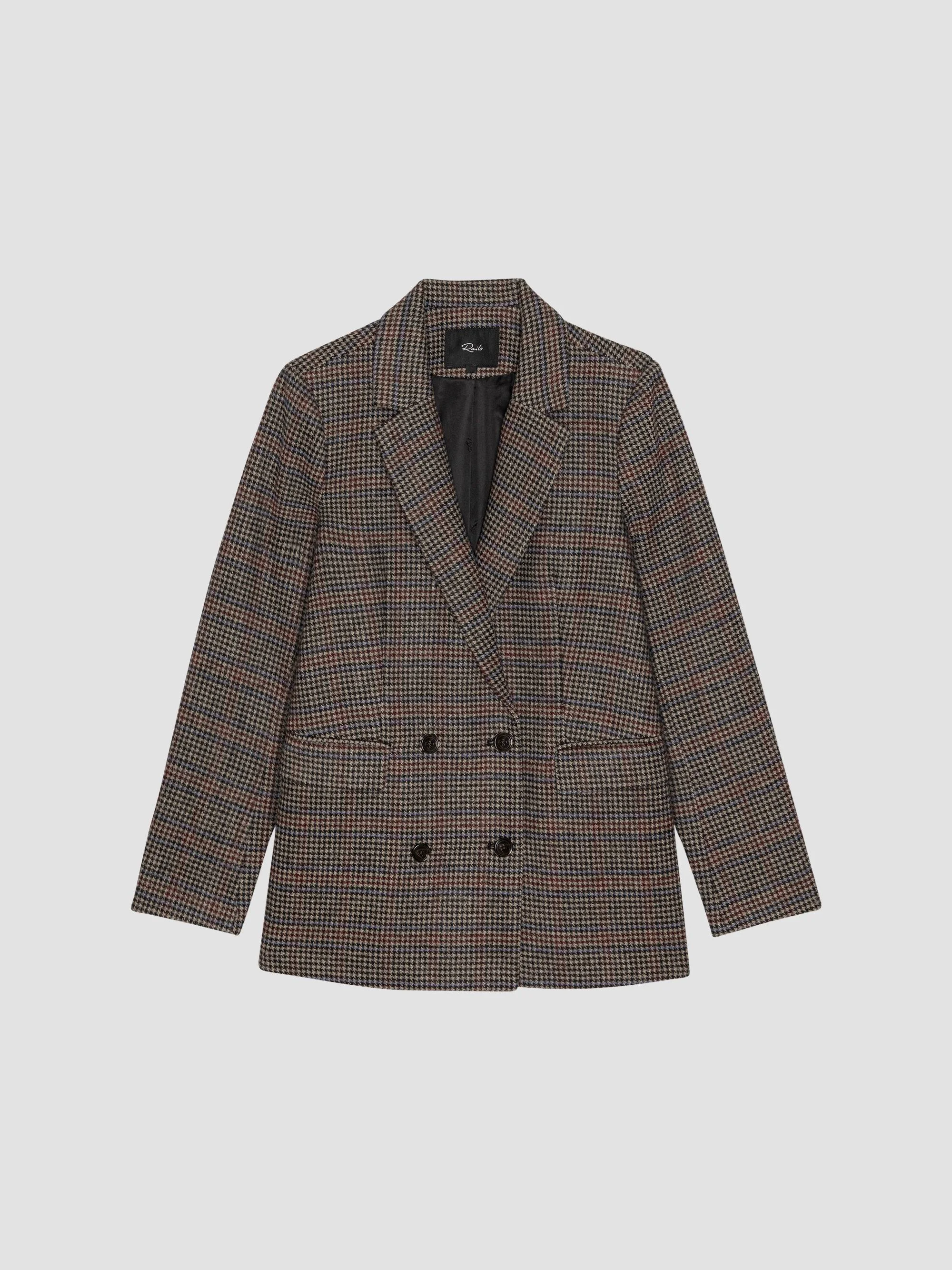 Women's Jac Houndstooth Double-Breasted Blazer - Oxford Plum - 1
