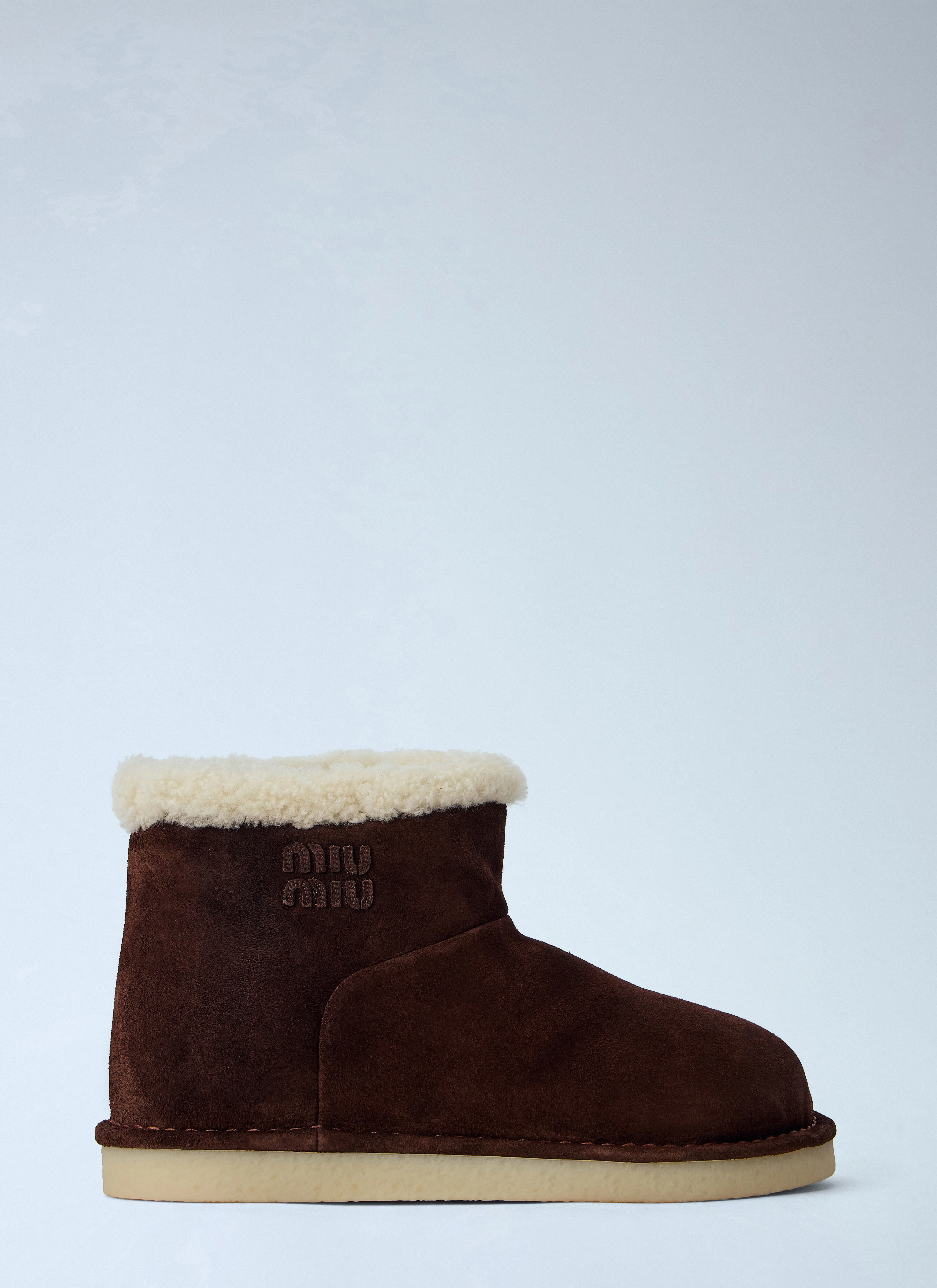 Shearling-Lined Suede Ankle Boots - 1