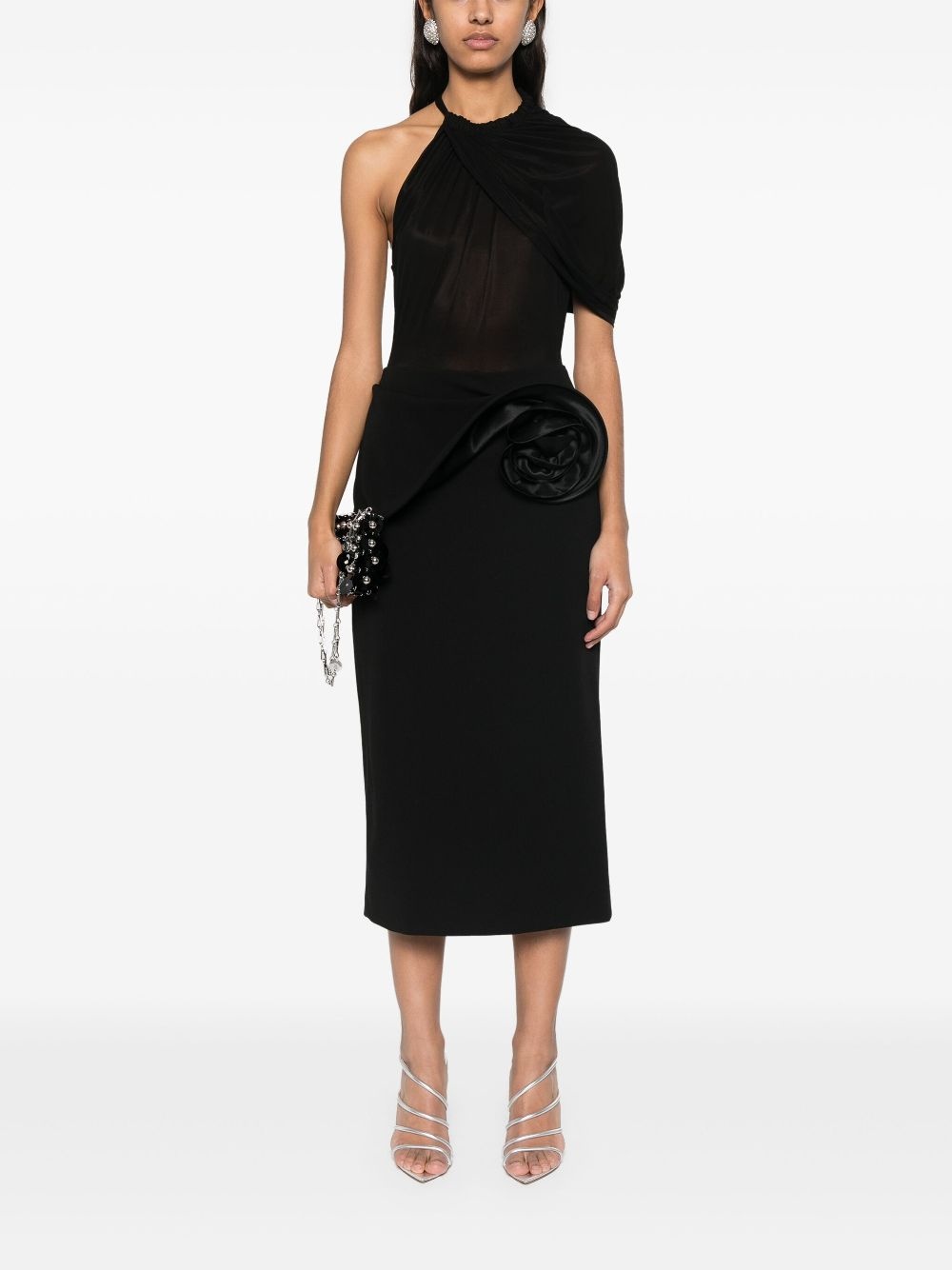 floral-appliqué midi skirt - 2