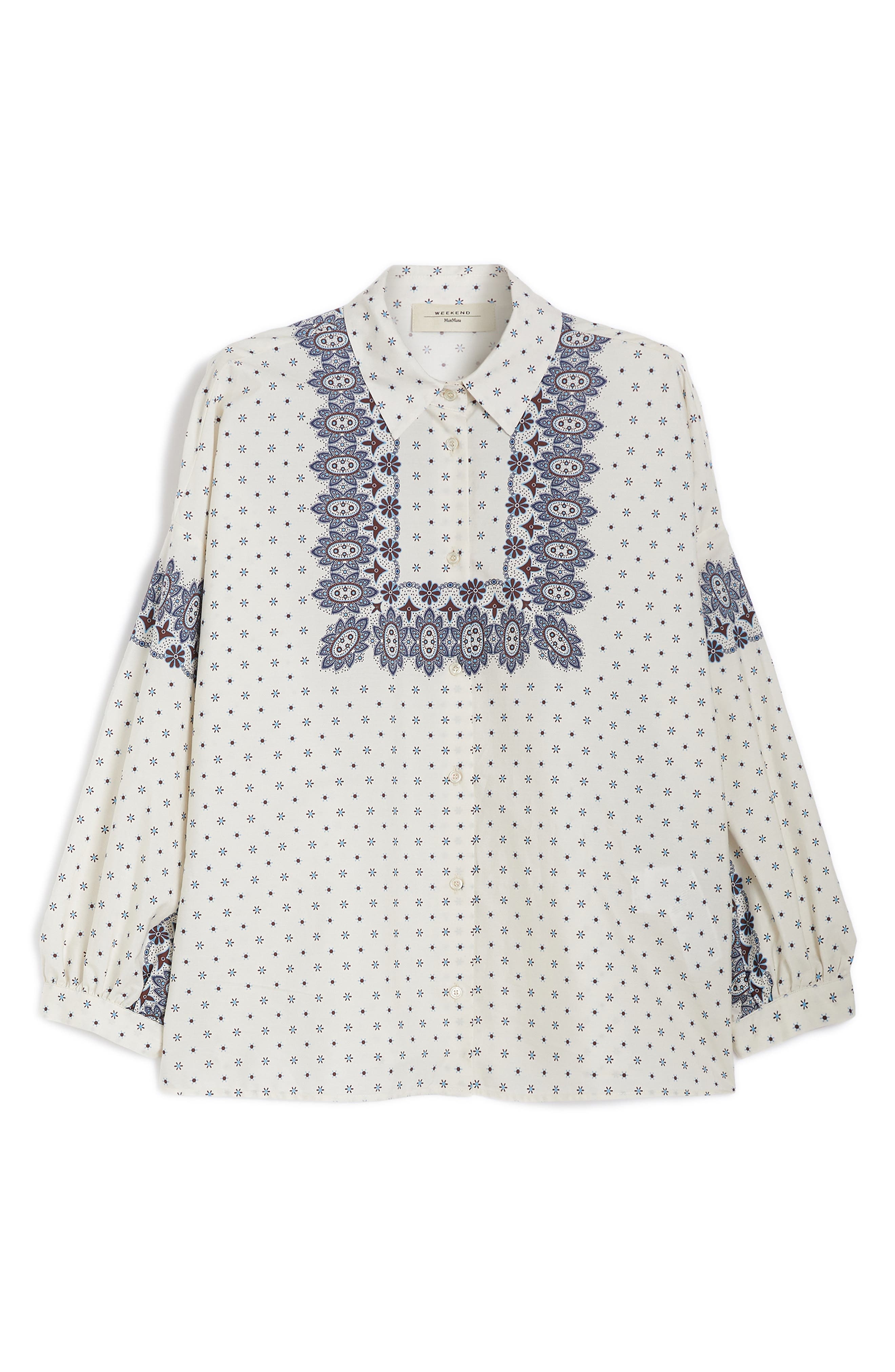 Weekend Max Mara Adda Bandana Print Cotton Button-Up Shirt in Ivory at Nordstrom - 4
