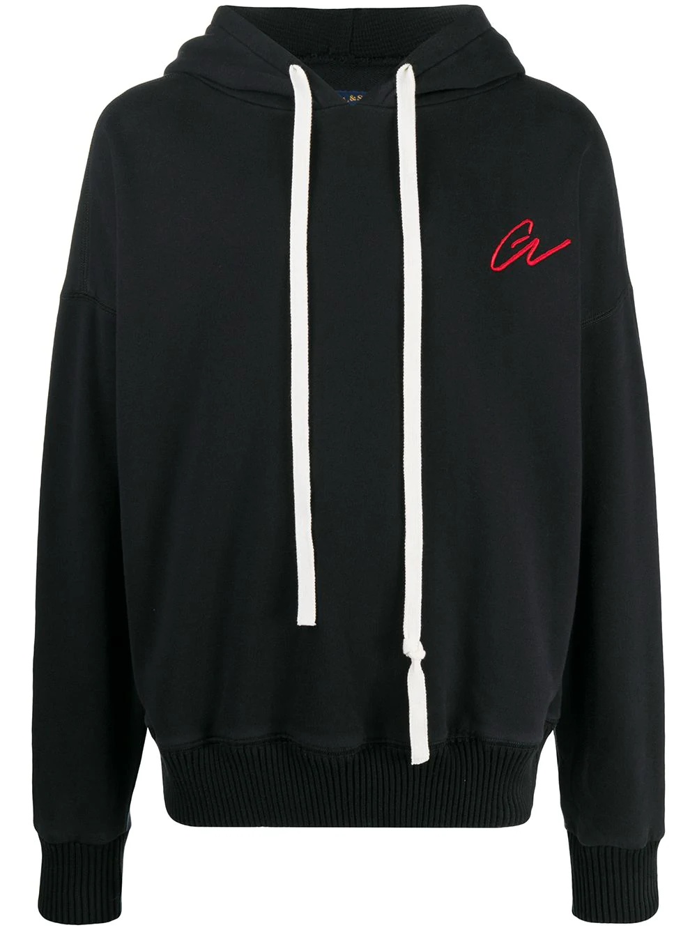 slouchy logo embroidered hoodie - 1