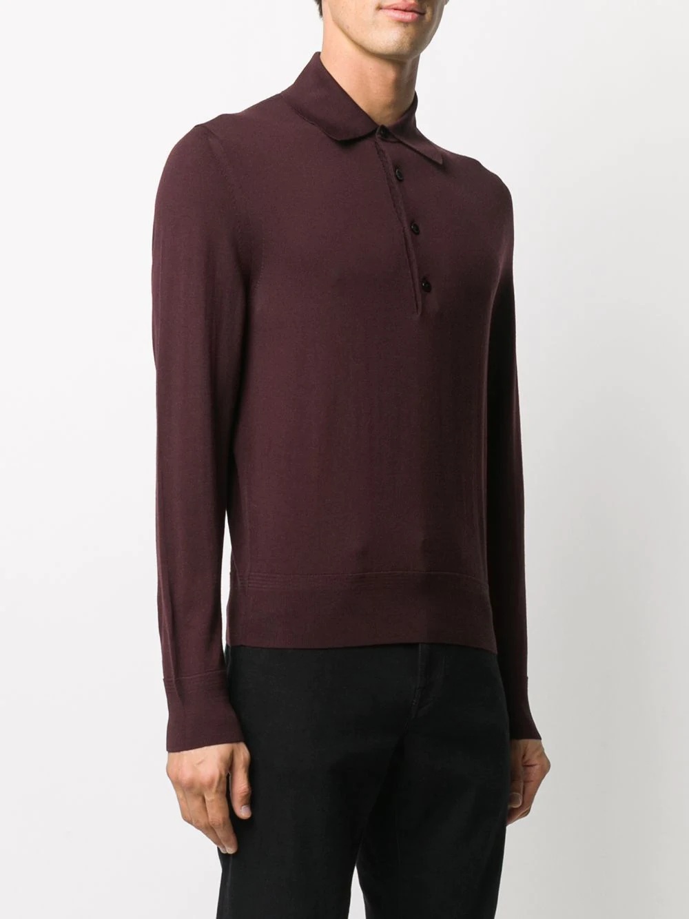 long-sleeve wool polo shirt - 3