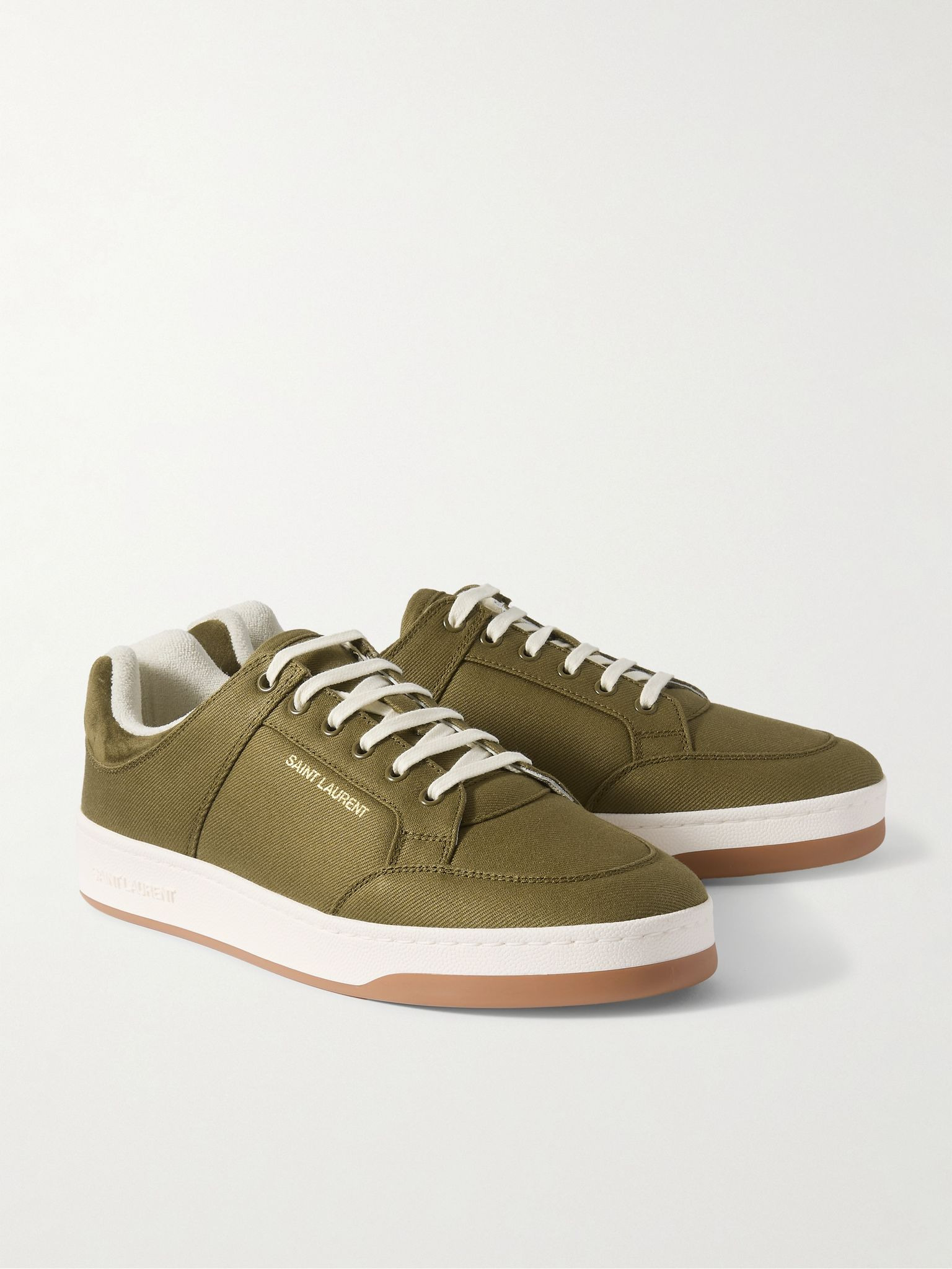 SL61 Suede-Trimmed Canvas Sneakers Green - 4