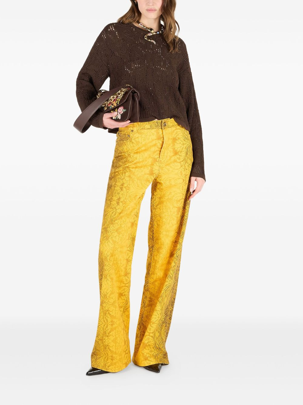 brocade-print straight-leg jeans - 2