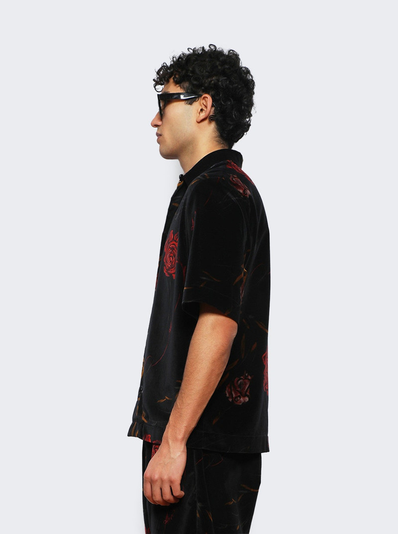 Floral Velvet Camp Shirt Black 3