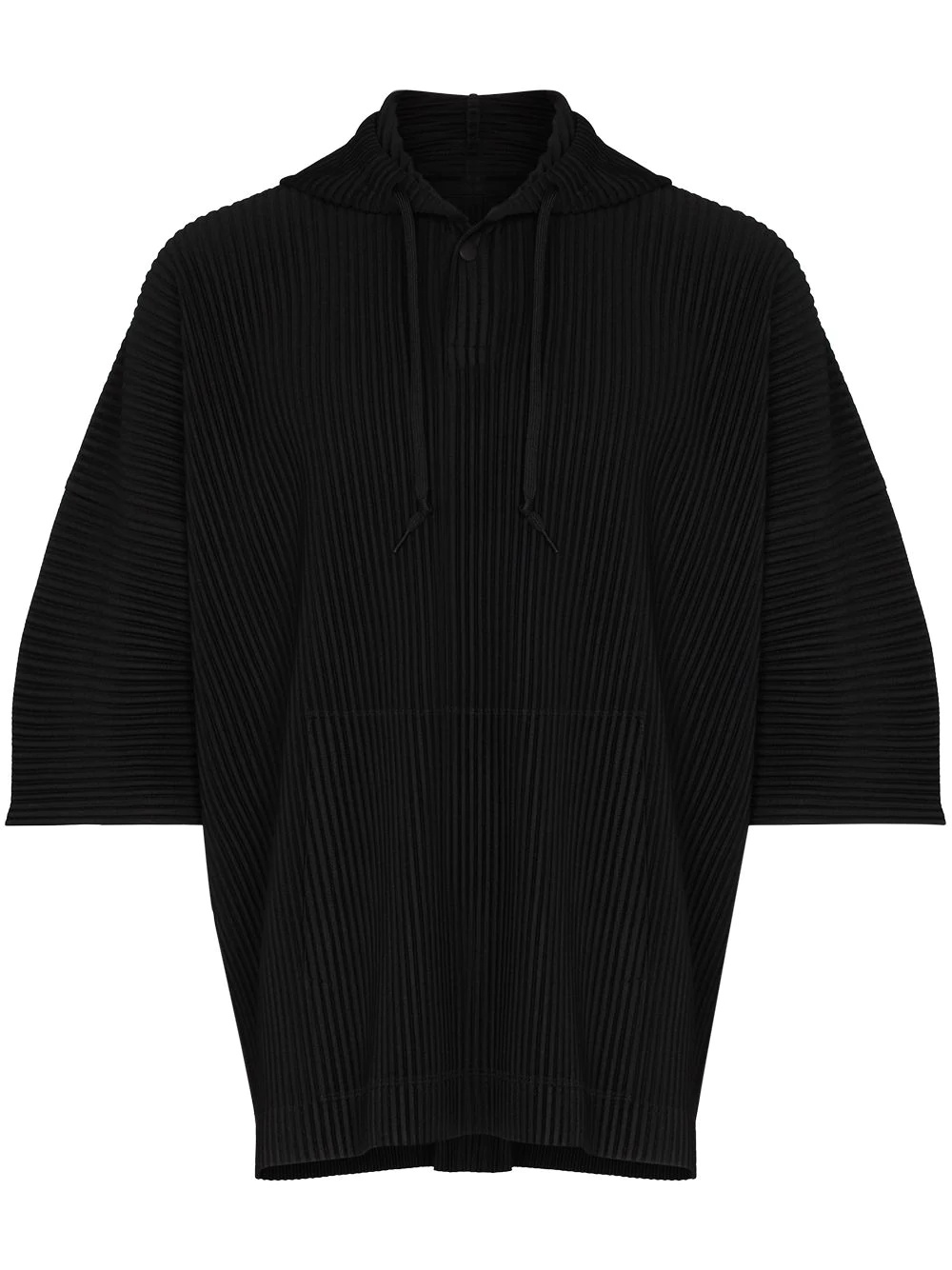 pleated short-sleeve hoodie - 1