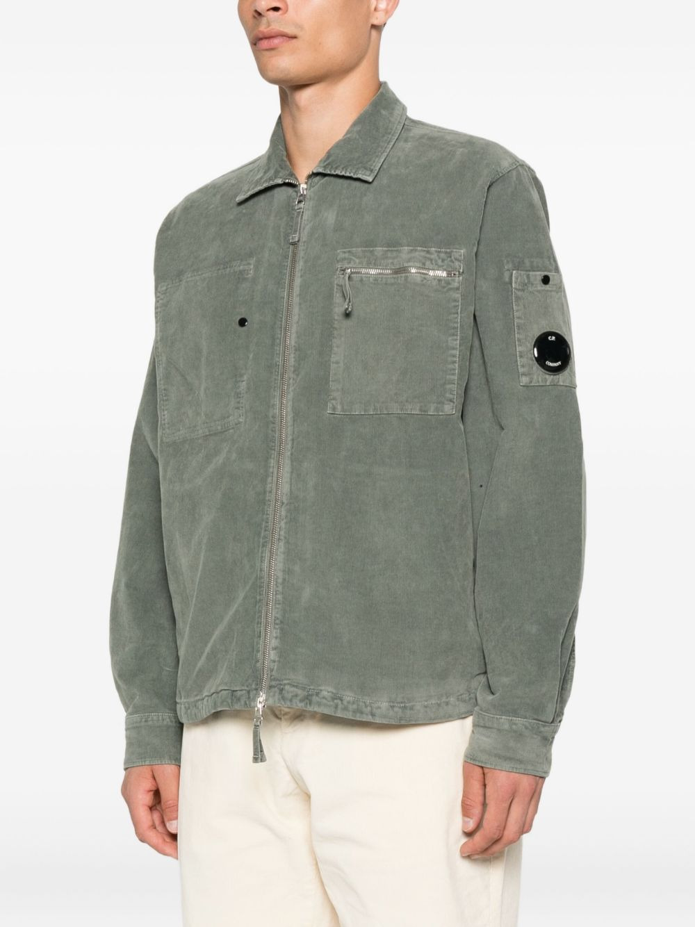 Lens-detail corduroy shirt jacket - 3
