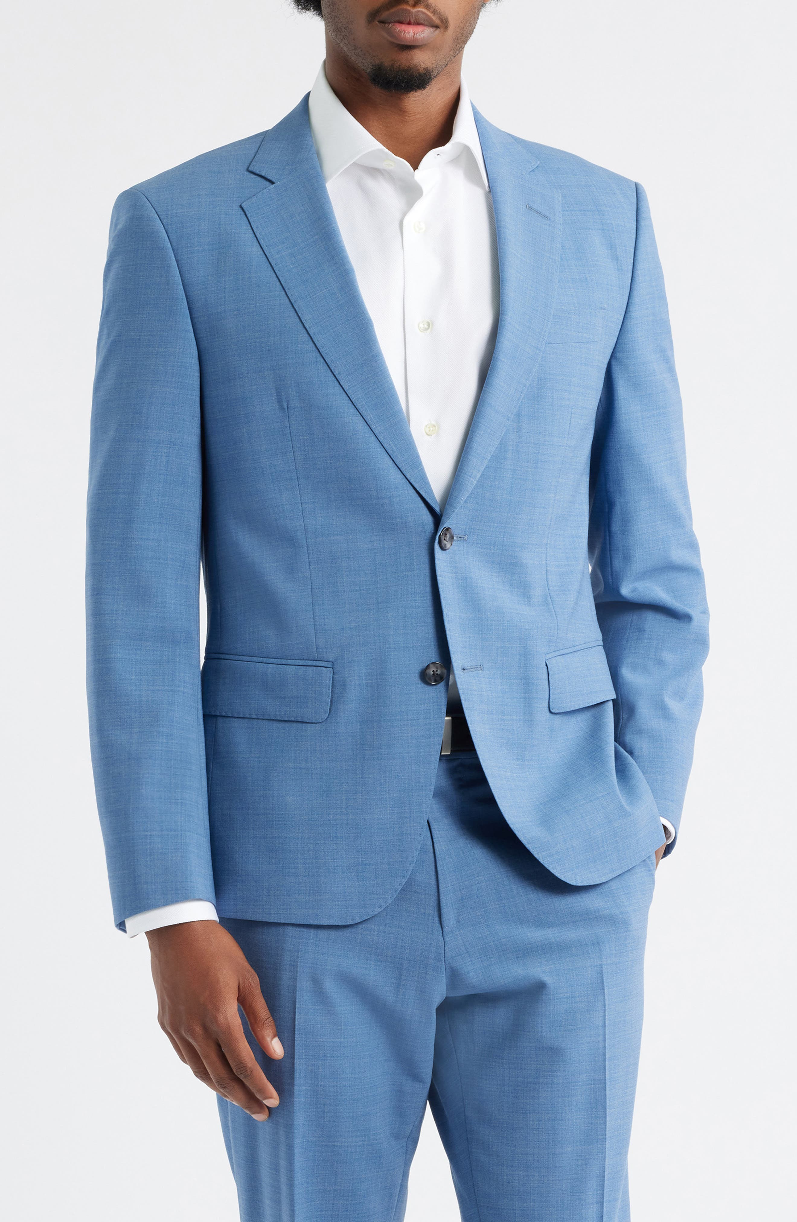 BOSS Huge Stretch Wool Suit in Open Blue at Nordstrom - 5