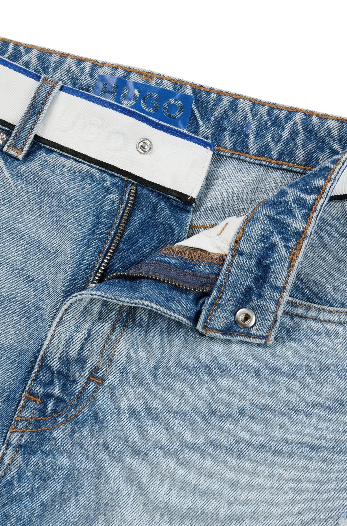 LIGHT-BLUE DENIM SHORTS WITH LOGO-TAPE WAISTBAND - 6