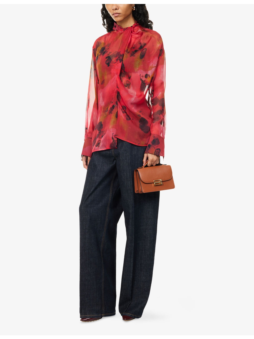 Drape Abstract-Print Silk Blouse - 2