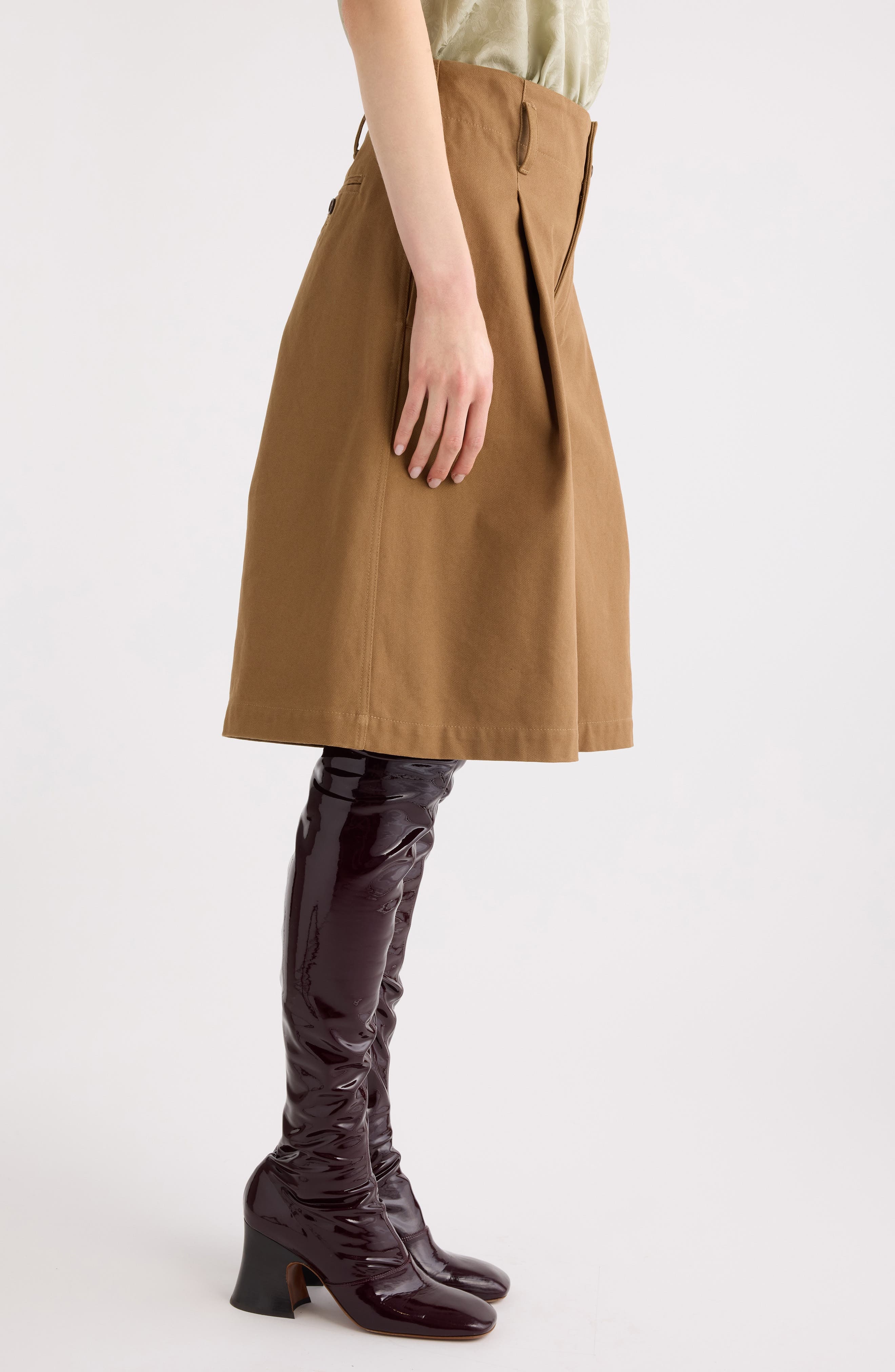 Chloé Garment Dye Organic Cotton Canvas Bermuda Shorts in Mustard Brown at Nordstrom - 4