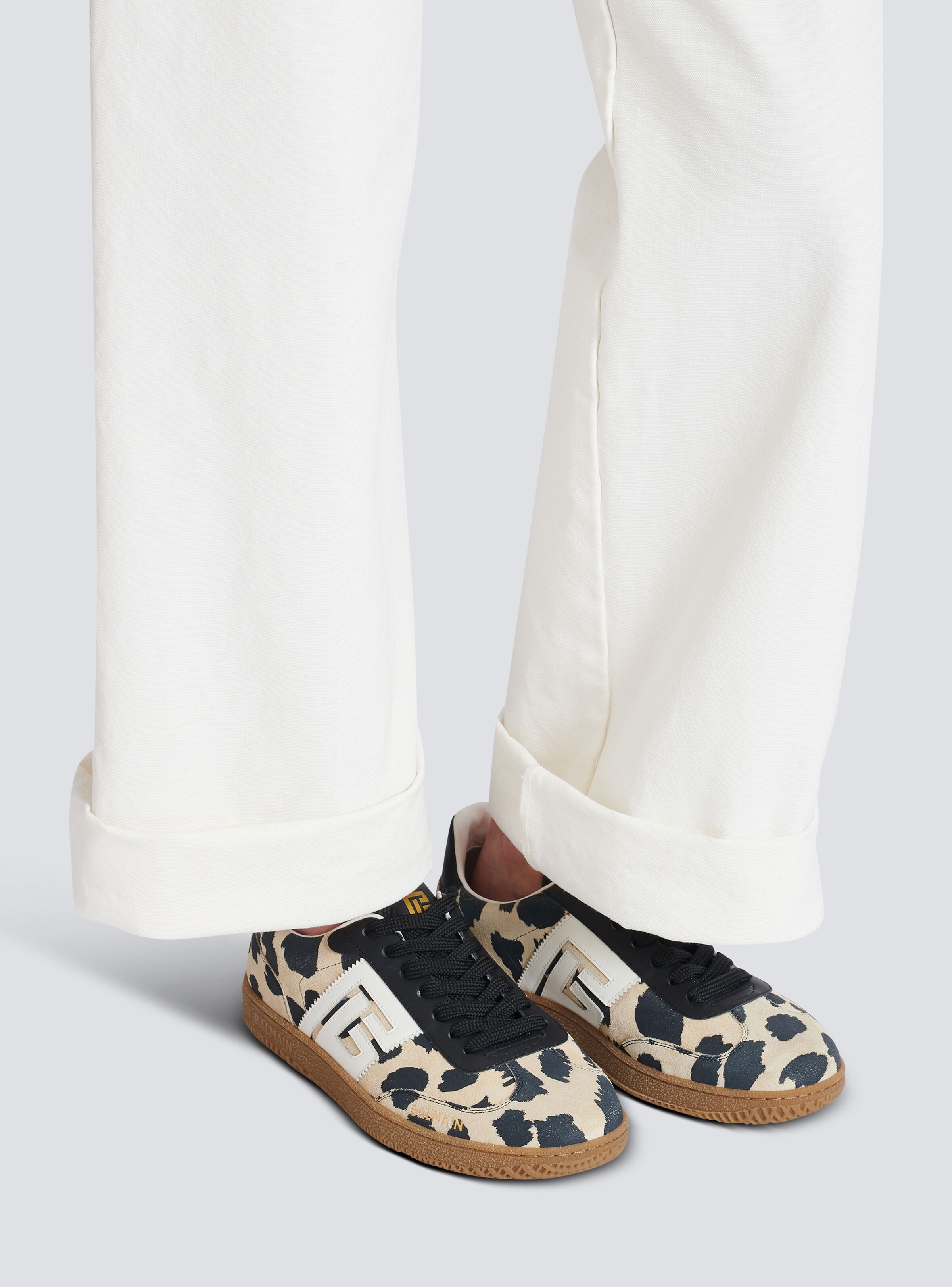Balmain Swan leopard print suede leather trainers - 9