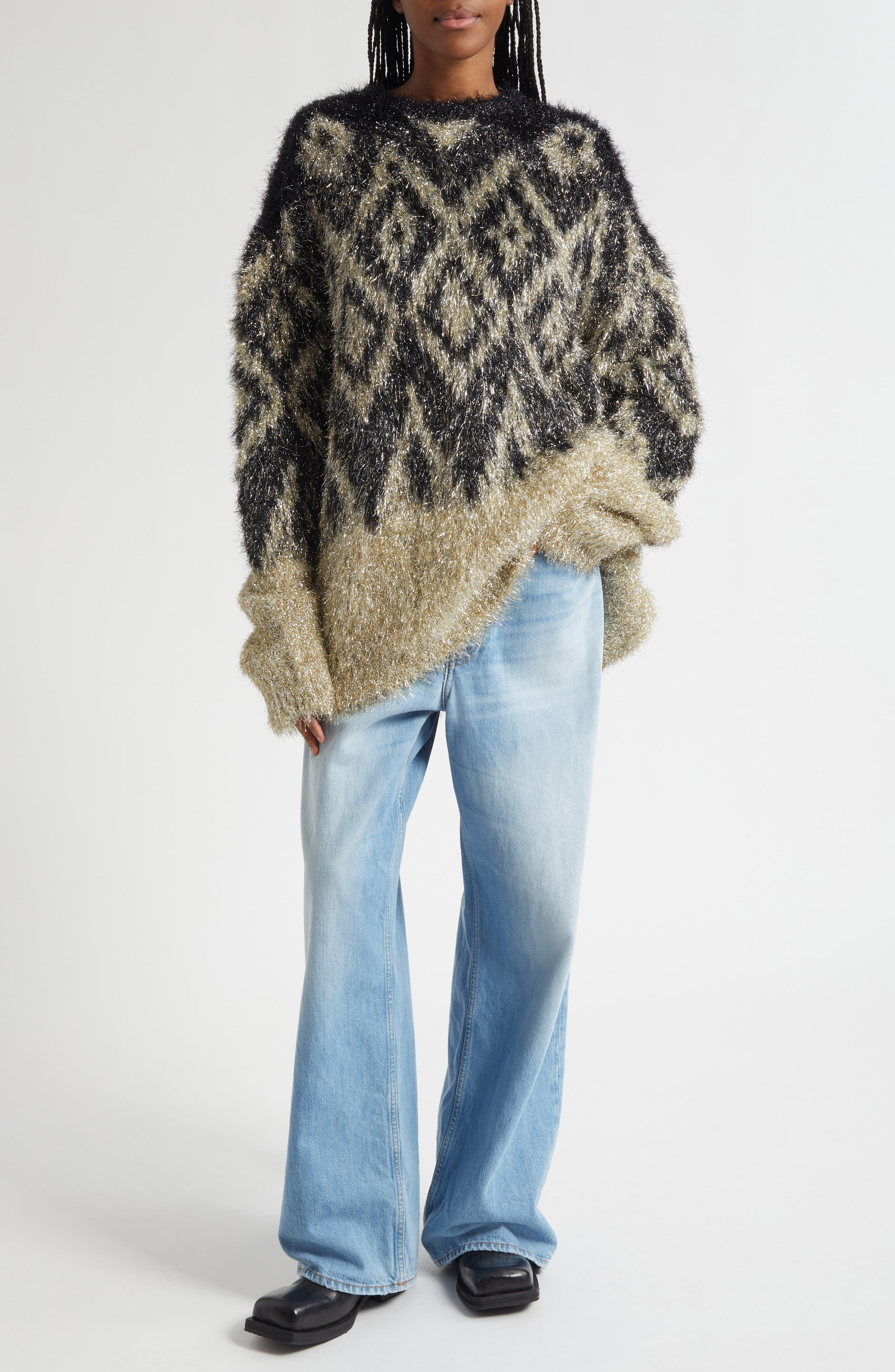 Acne Studios 1981 Distressed Baggy Fit Jeans in Light Blue 228 at Nordstrom - 2