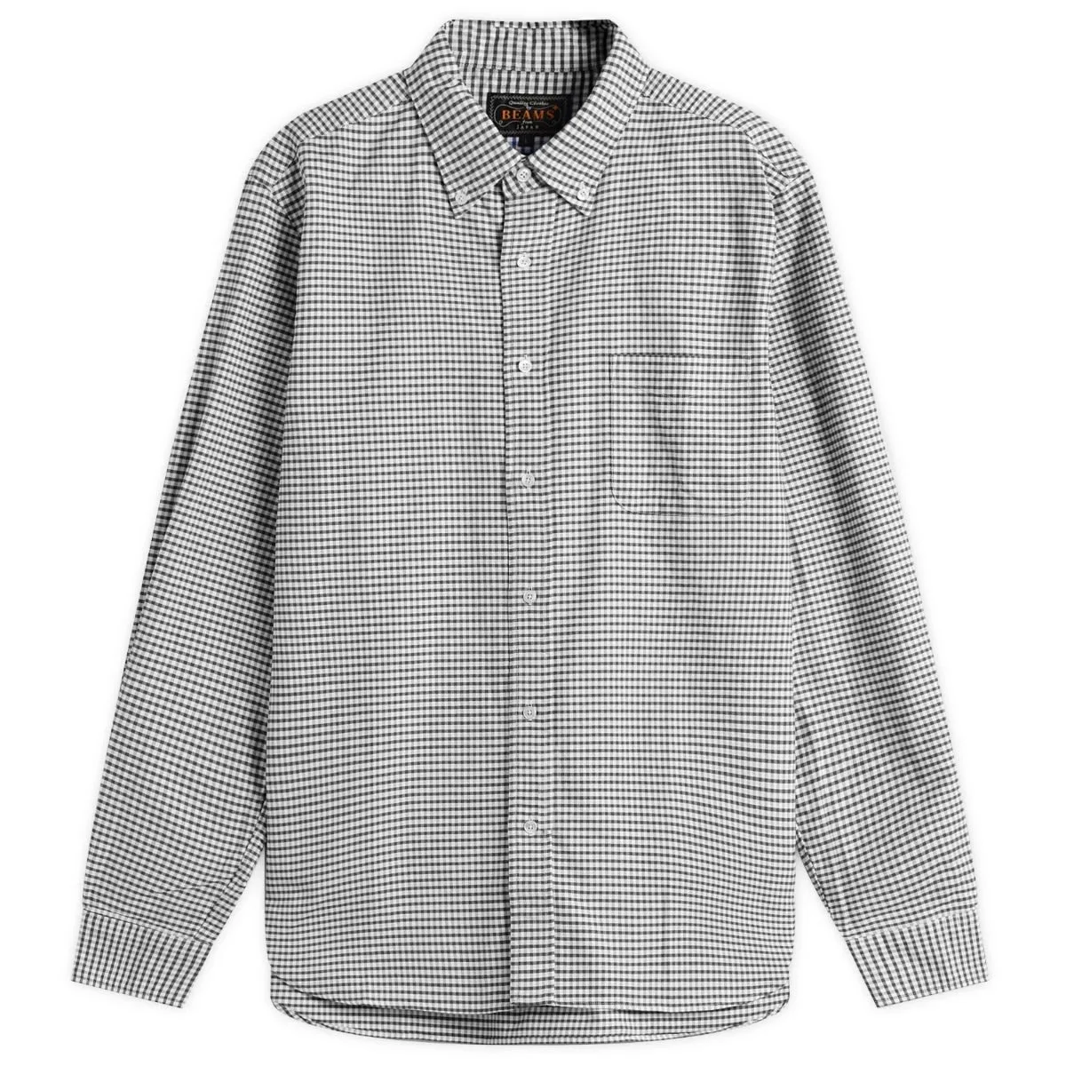 Beams Plus Button Down Gingham Oxford Shirt - 1