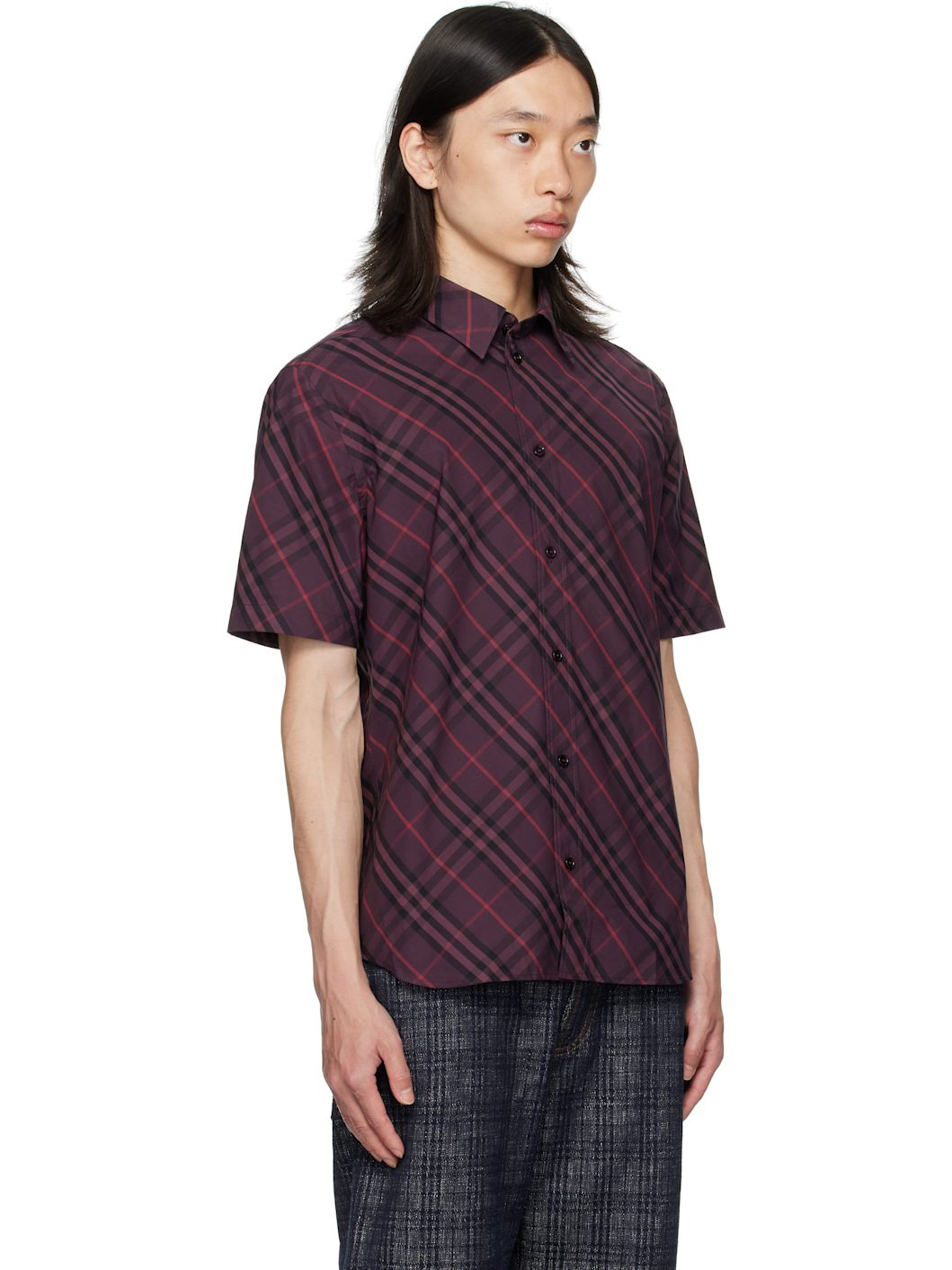 Purple Robert Check Short Sleeve Shirt - 2