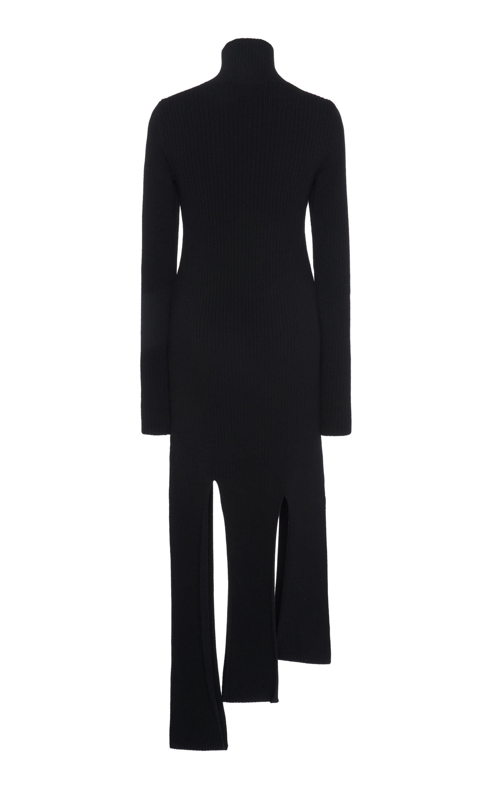 Turtleneck Ribbed Knit Mini Dress black - 3