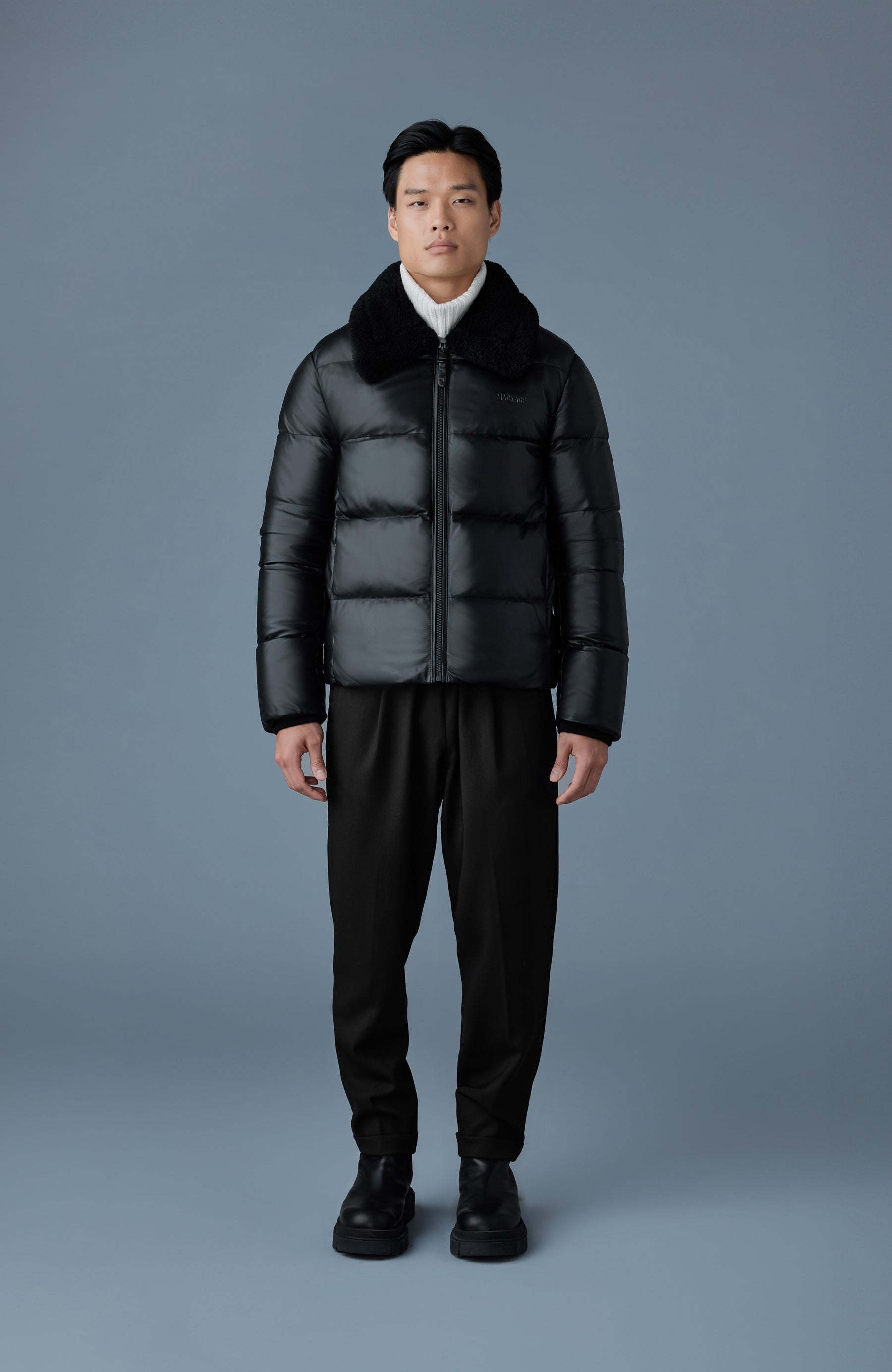 KYRIE Leather down quilted Jacket with shearling collar - 2