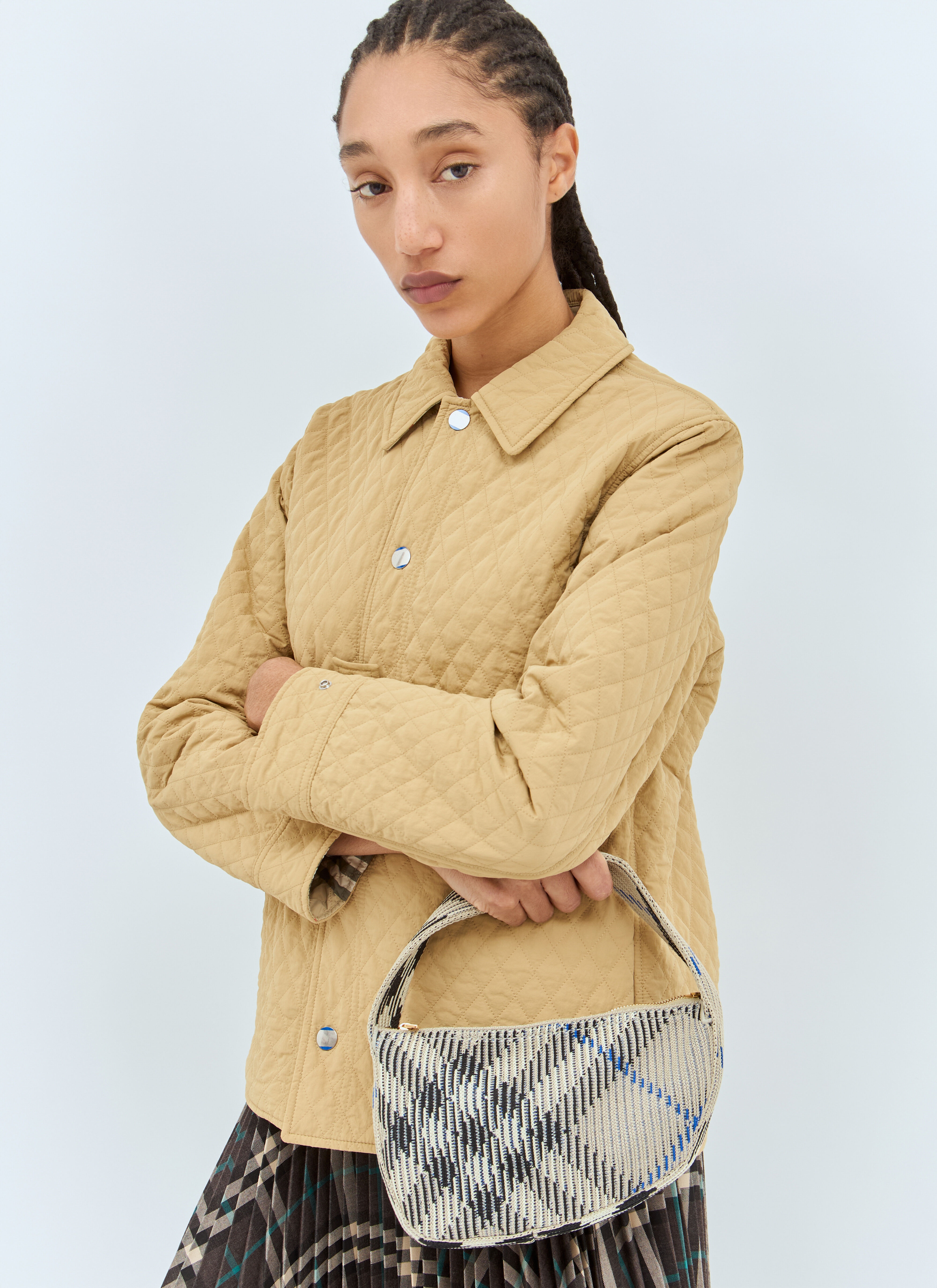 Check Mini Knitted Shoulder Bag - 1