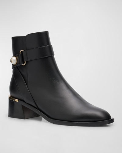 JIMMY CHOO Noor Leather Pearly-Button Ankle Booties outlook