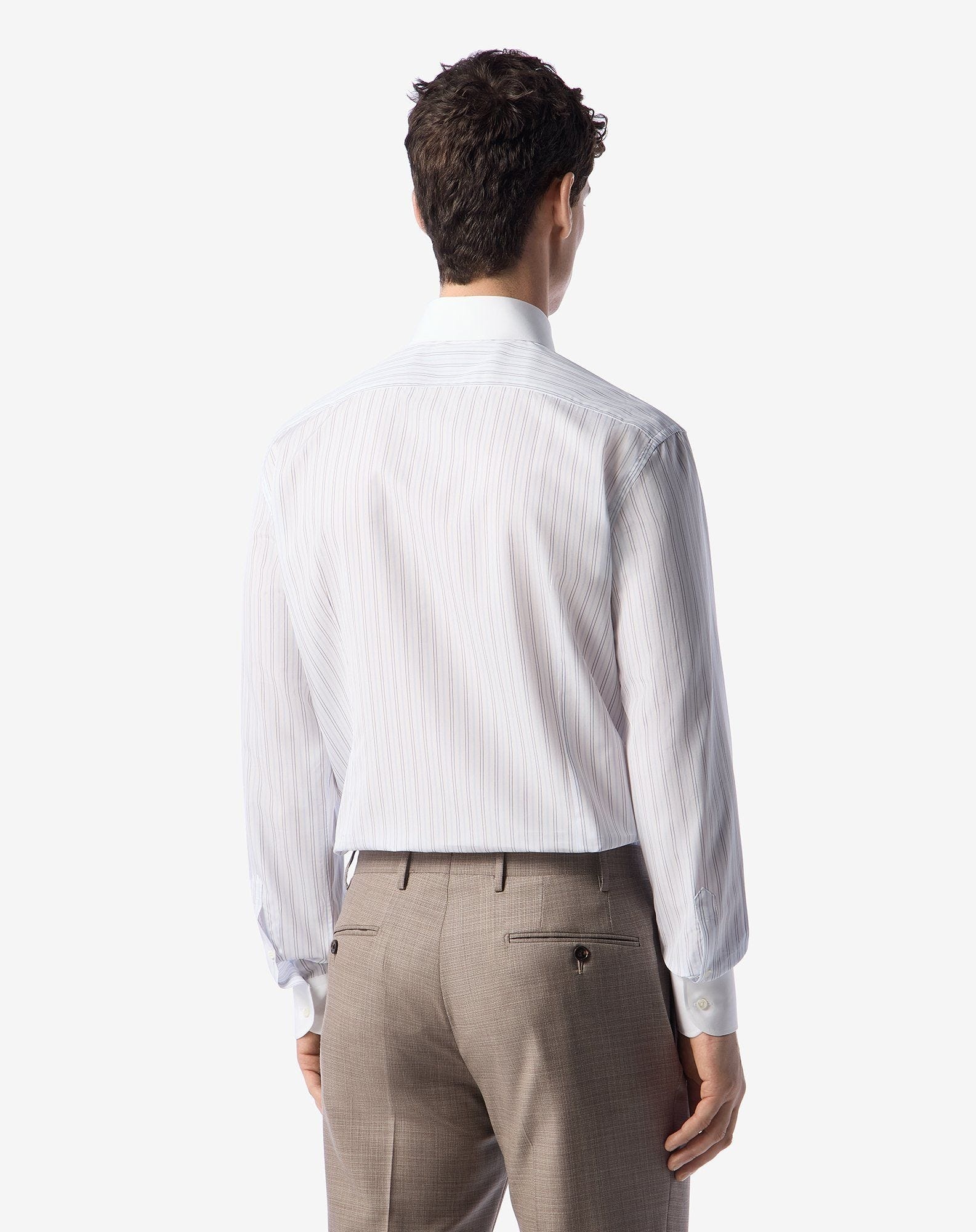 Cotton shirt with white/blue stripes - 3