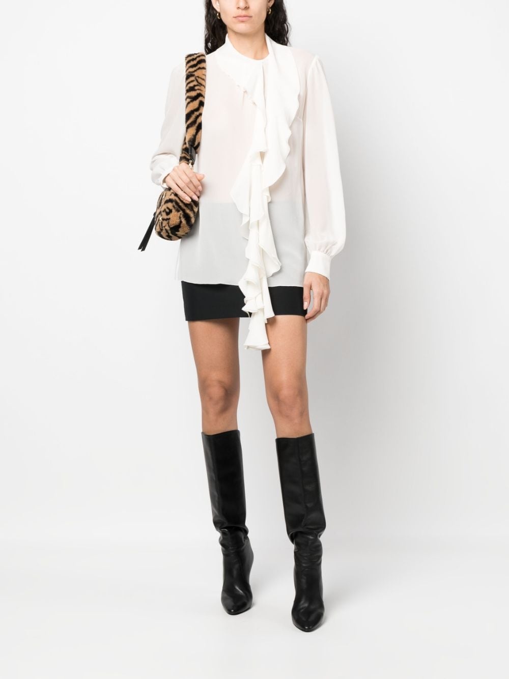 frilled-trim silk blouse - 2