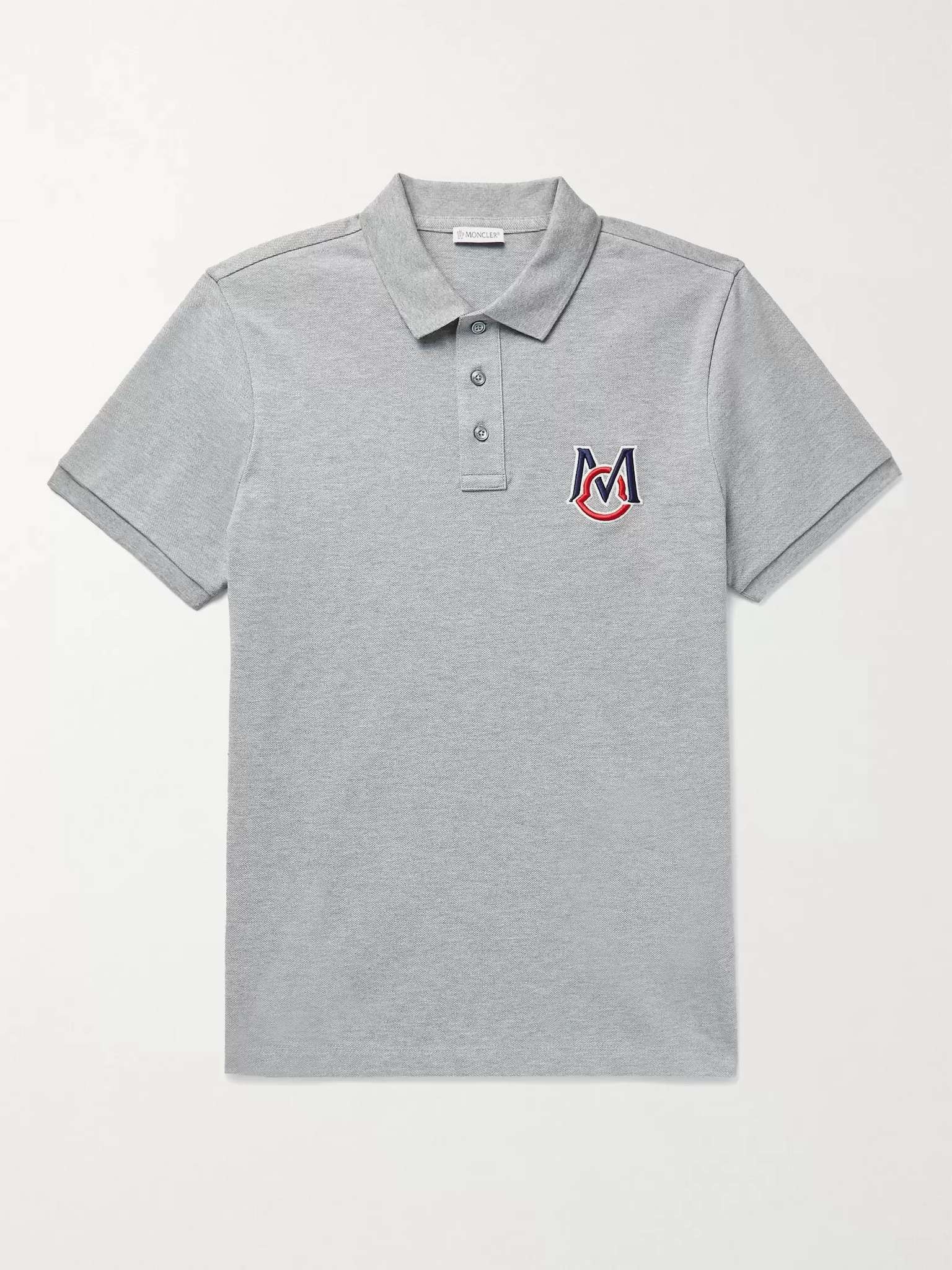 Slim-Fit Logo-Embroidered Melangé Cotton-Piqué Polo Shirt - 1