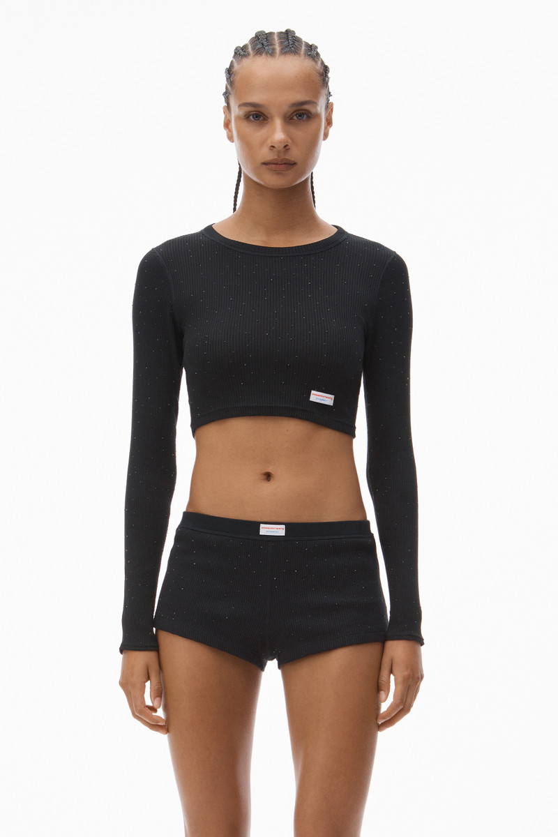 Crystal Hotfix Cropped Long sleeve Tee 2