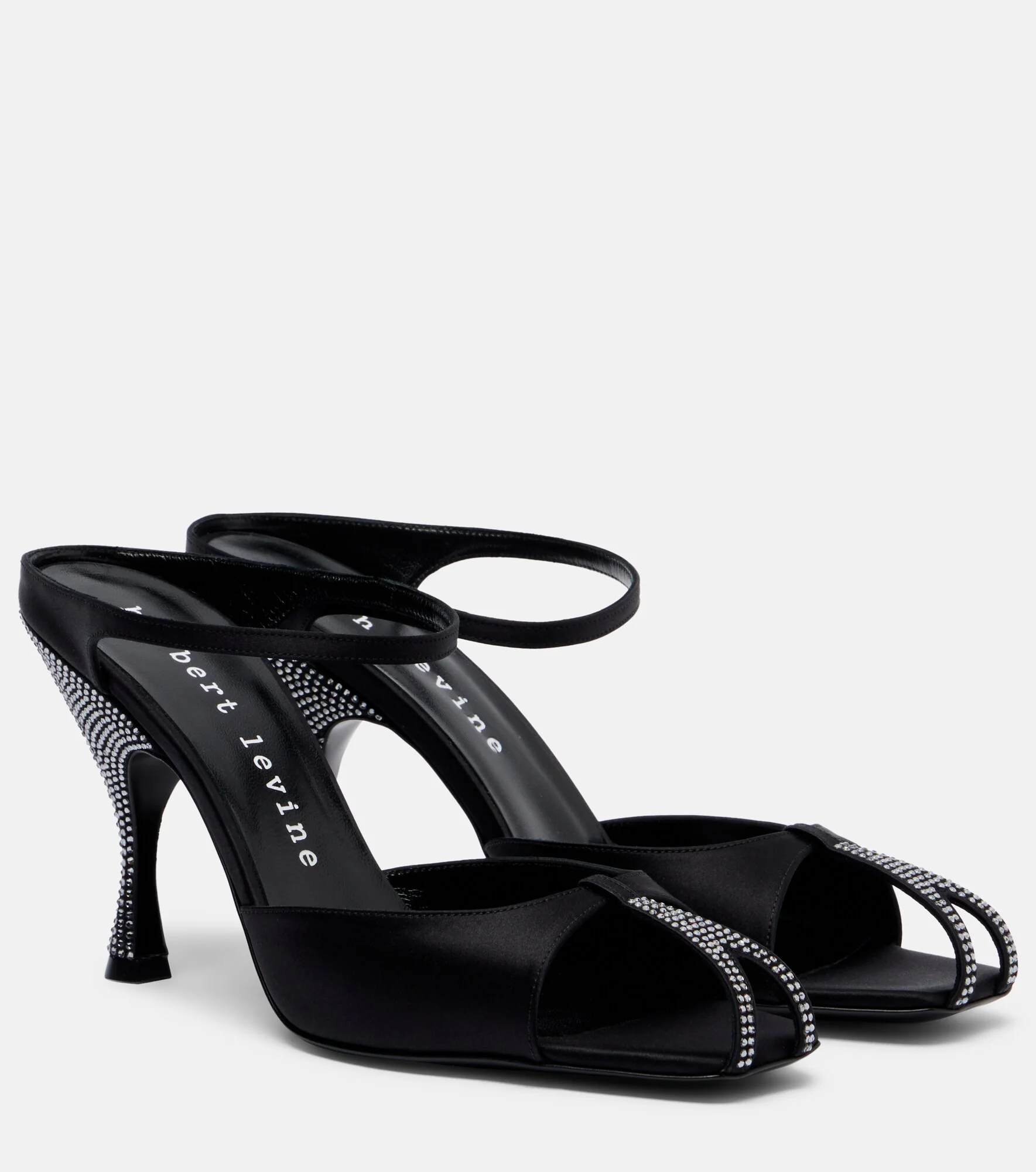 Hidden Gem embellished satin mules - 1