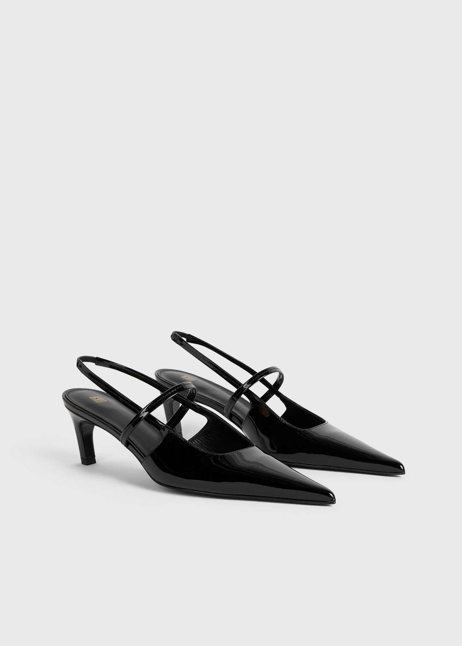 Sharp patent-leather slingbacks black - 7