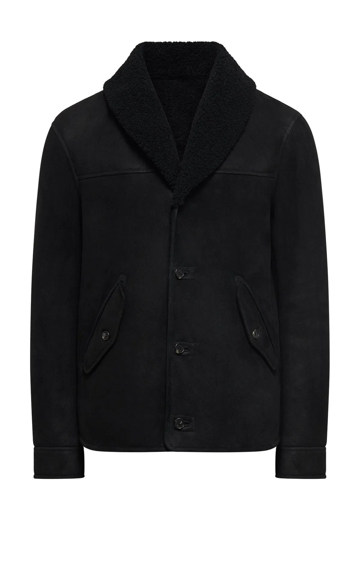 Pilot Jacket in Black Shearling - 1