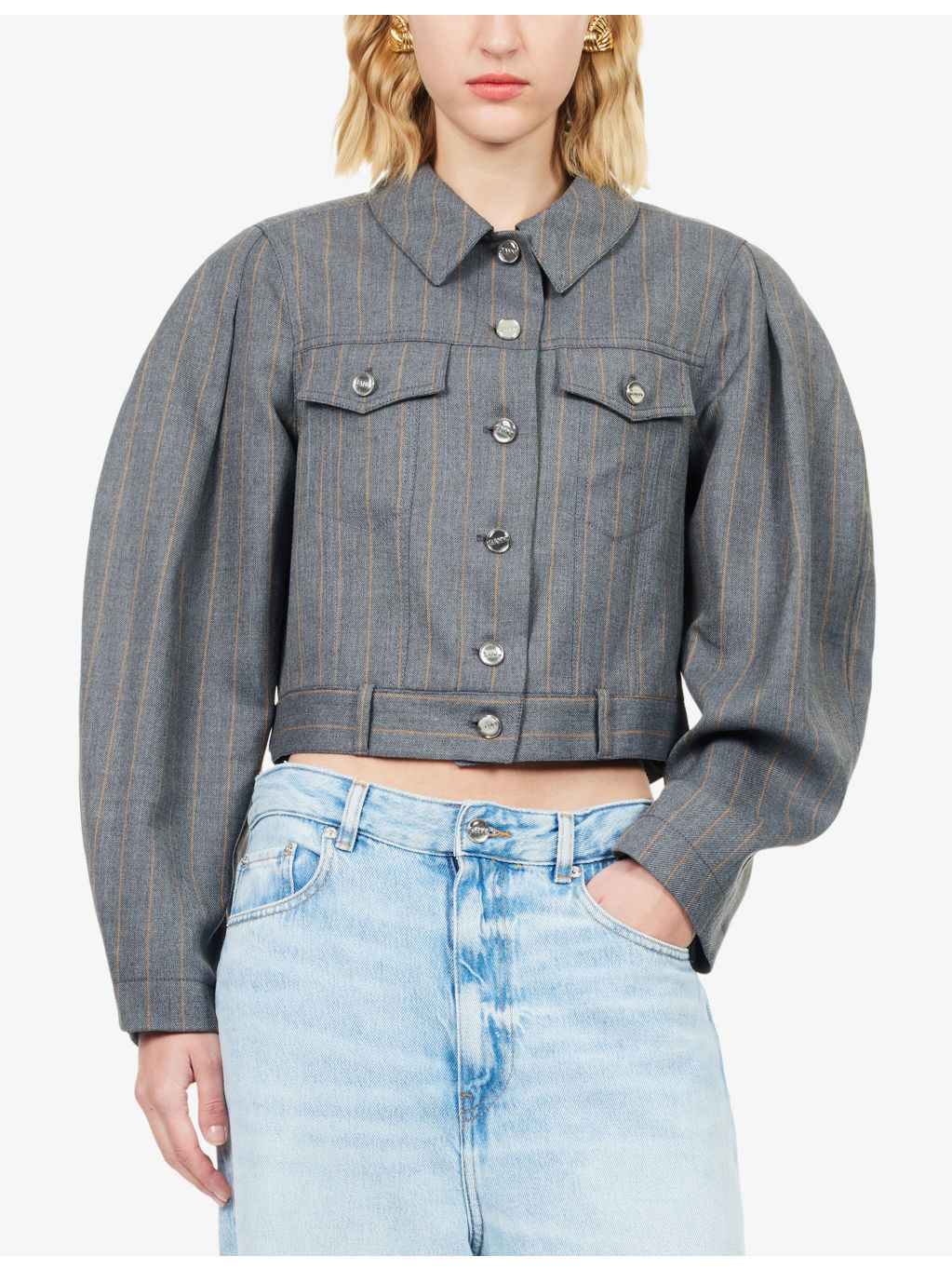 Striped Cropped Woven Jacket - 3