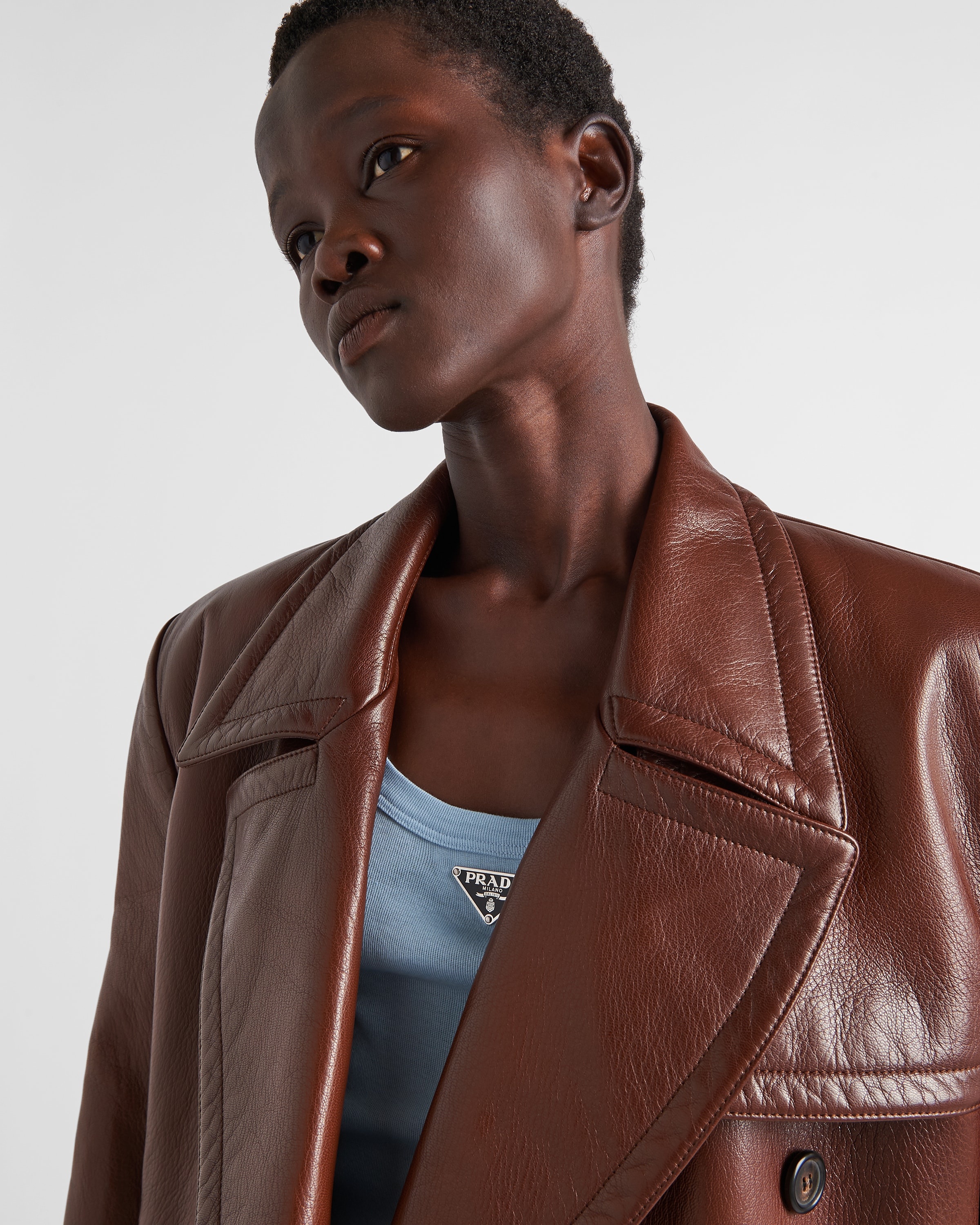 Double-breasted leather jacket - 3
