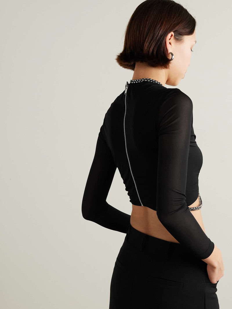 Barball cutout bead-embellished mesh top 3